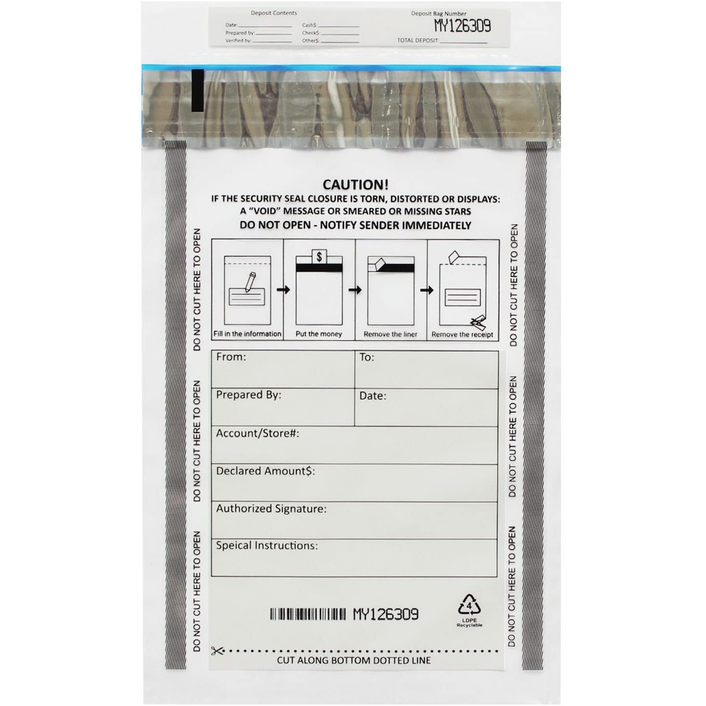 500 Pack 6X9 Clear Freezfraud Deposit Bags, Tamper-Evident Security Bank Pocket, Cash Register Bags By Zmybcpack