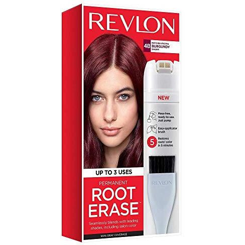 Revlon Permanent Hair Color, Permanent Hair Dye, At-Home Root Erase With Applicator Brush For Multiple Use, 100% Gray Coverage, Burgundy (4B), 3.2 Fl Oz