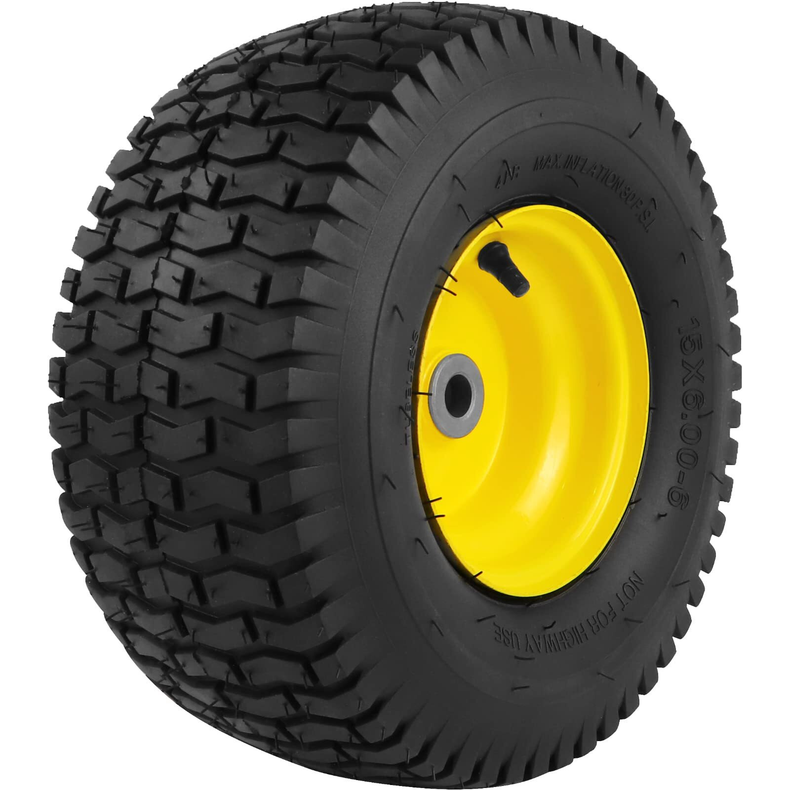 15X600-6 Lawn Mower Tires With Wheel,Front Tire Assembly Replacement For John Deere,Craftsman,Cub Cadetaand More Lawn Garden Riding Mower,4 Ply Tubeless,570Lbs Capacity,3 Offset Hub