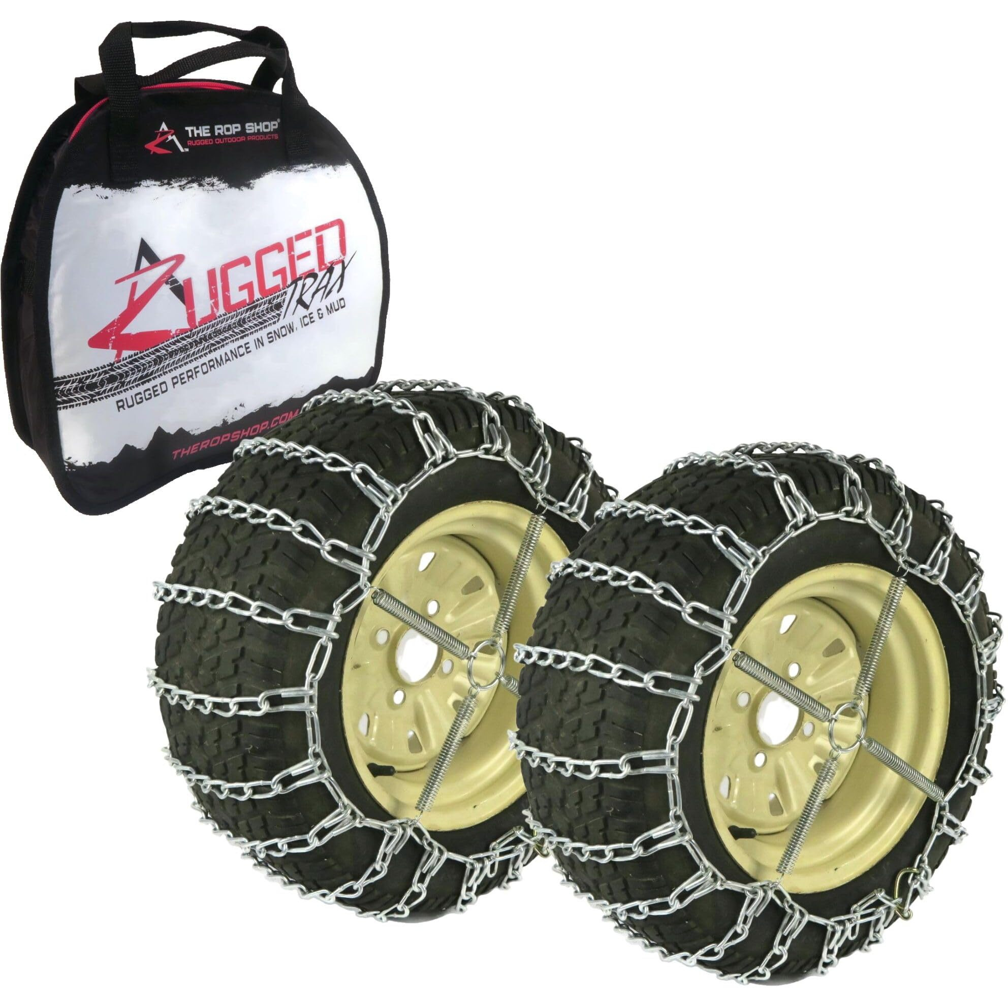 The Rop Shop | Pair Of 2 Link Tire Chains & Tensioners 18X8.5X10 For Snow Blowers, Lawn & Garden Tractors, Mowers & Riders, Utv, Atv, 4-Wheelers, Utility Vehicles