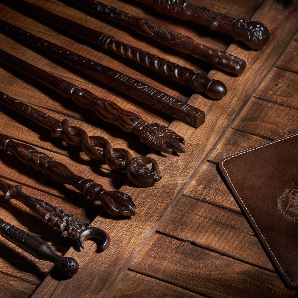 Handicraftviet - Hand Carved Wooden Magic Wand, Magic Wands For Wizards/Collectible Cosplay Magical/Magical Gift For Halloween, Christmas And Birthday Party,15 Inch (S1)