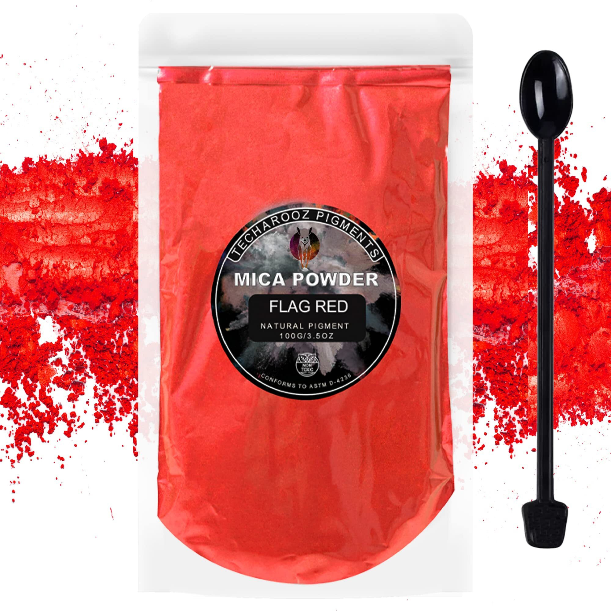 Flag Red Mica Powder For Epoxy Resin 100G / 3.5Oz. Sealed Bag - Techarooz 2 Tone Resin Dye Color Pigment Powder For Lip Gloss, Nails, Colorant For Slime Bath Bombs Soap Making & Polymer Clay