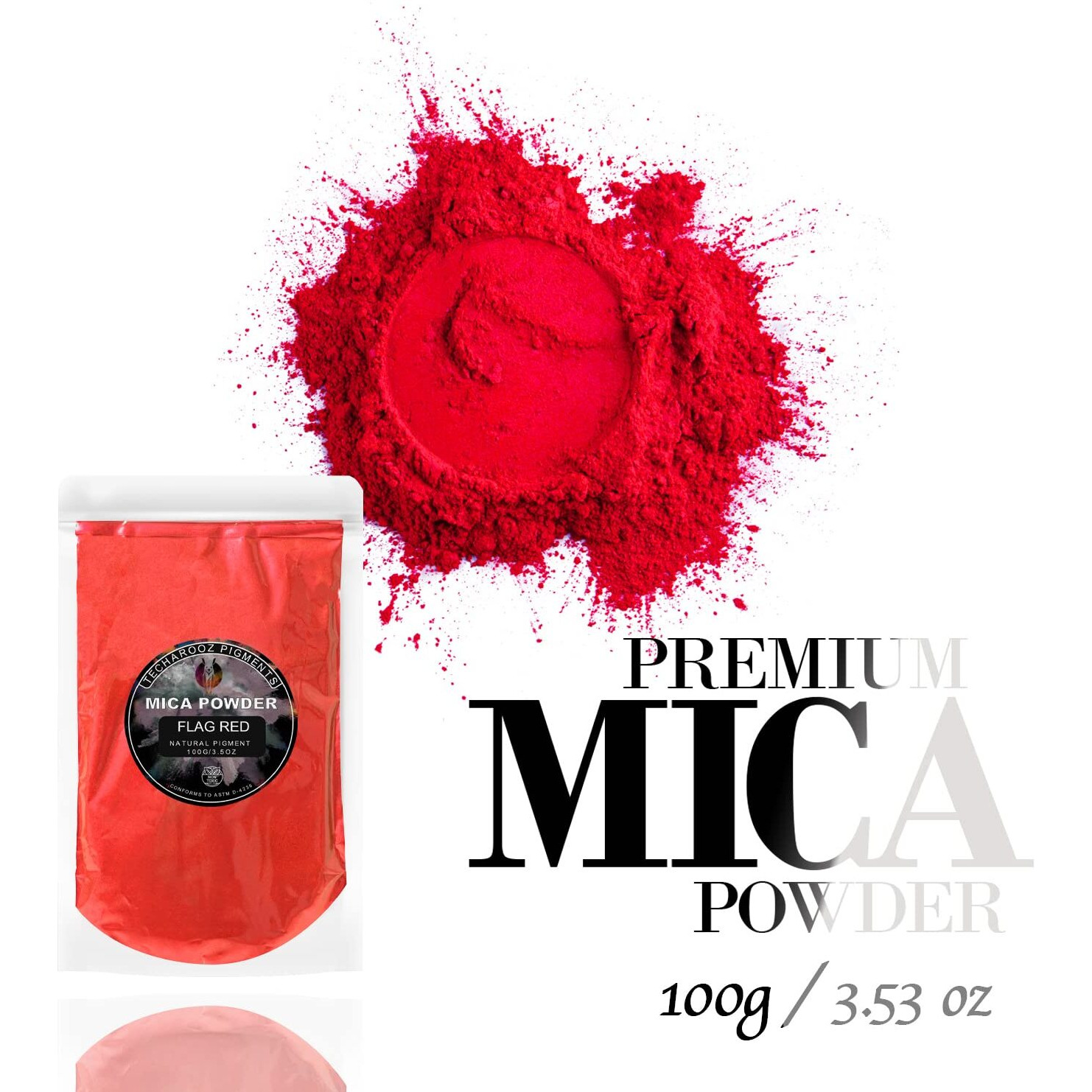 Flag Red Mica Powder For Epoxy Resin 100G / 3.5Oz. Sealed Bag - Techarooz 2 Tone Resin Dye Color Pigment Powder For Lip Gloss, Nails, Colorant For Slime Bath Bombs Soap Making & Polymer Clay