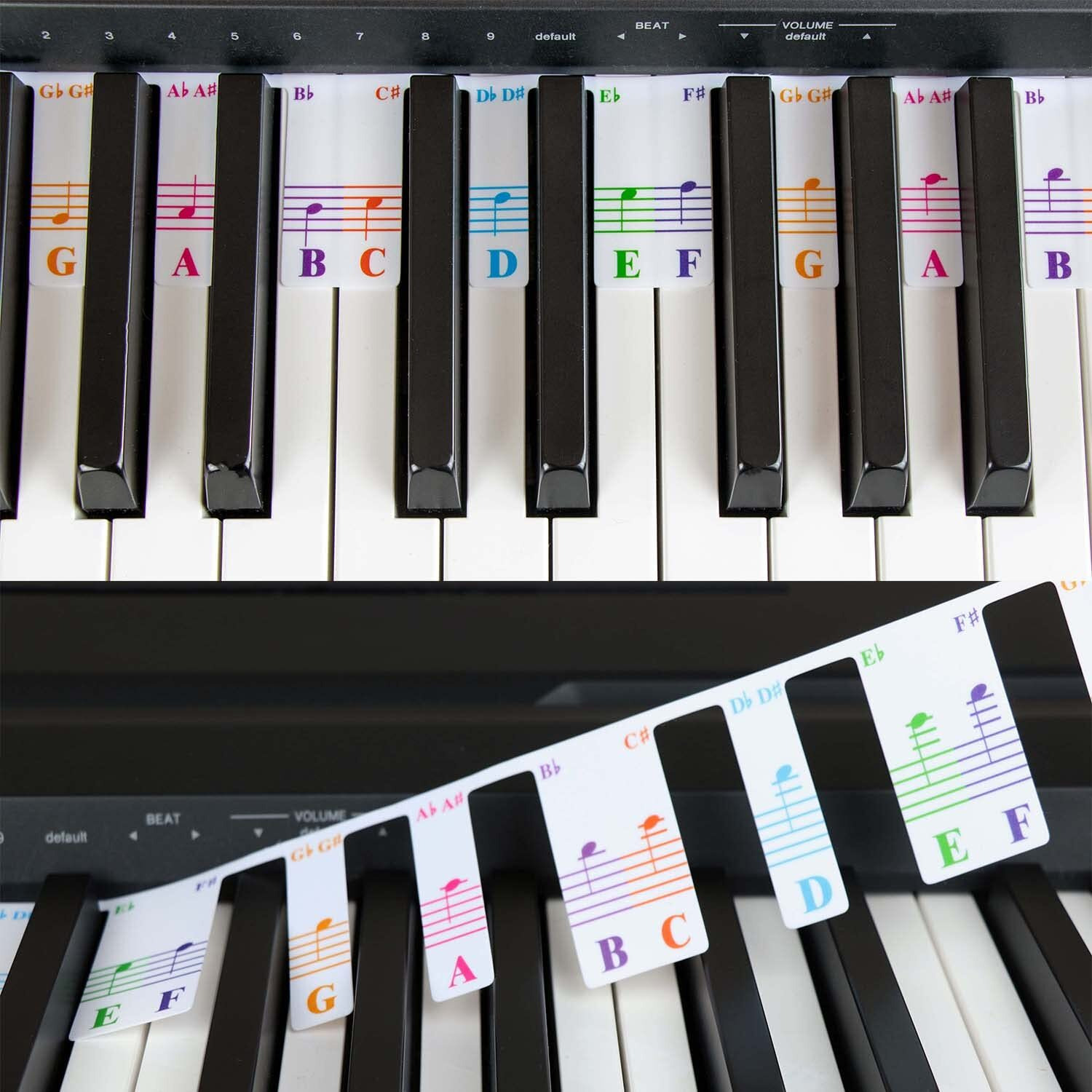 Colorful Piano Keyboard Notes For Beginner, Removable Note Labels For Learning, 88 Key Full Size Piano Rake Key, Reusable, No Need Stickers