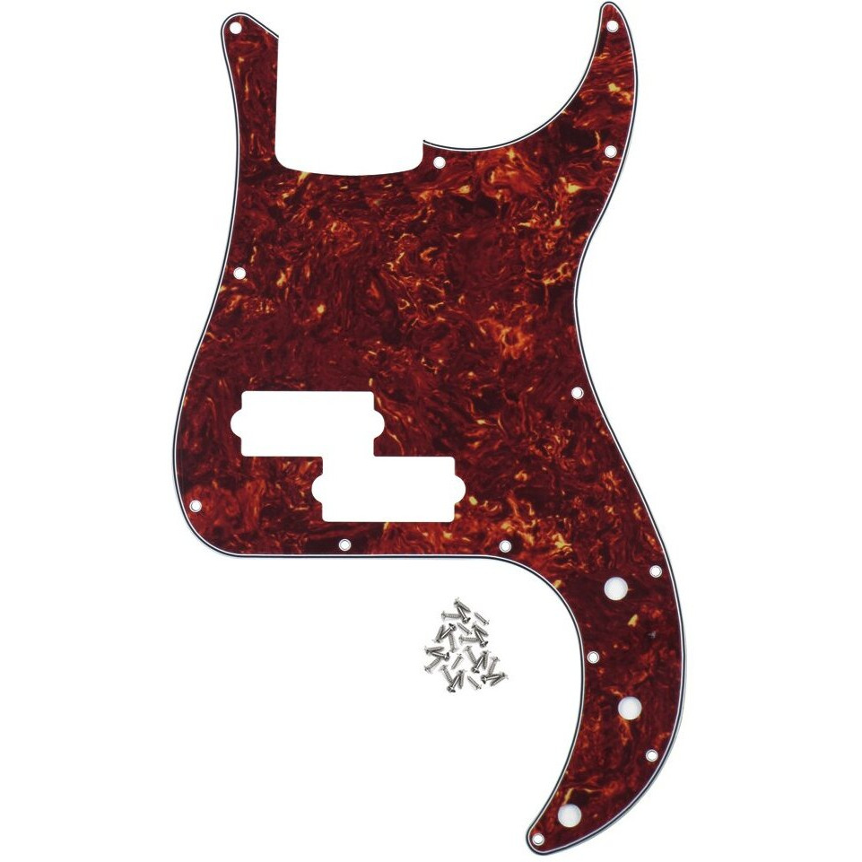 Fleor 13 Hole P Bass Pickguard Guitar Scratch Plate Pick Guard For 4 String Usa/Mexican Standard Precision Bass Style, 4Ply Red Tortoise Shell