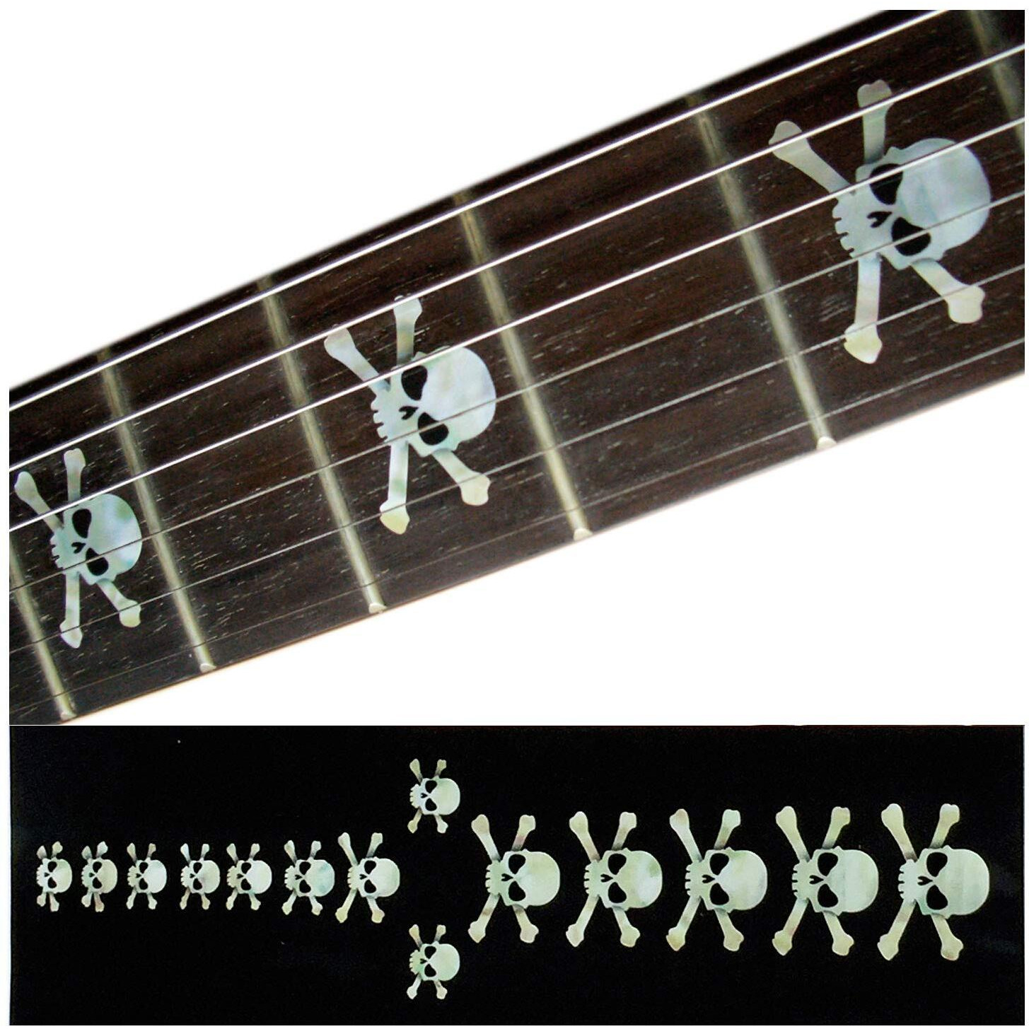 Inlay Sticker Fretboard Position Marker For Guitars And Bass Skulls White Pearl