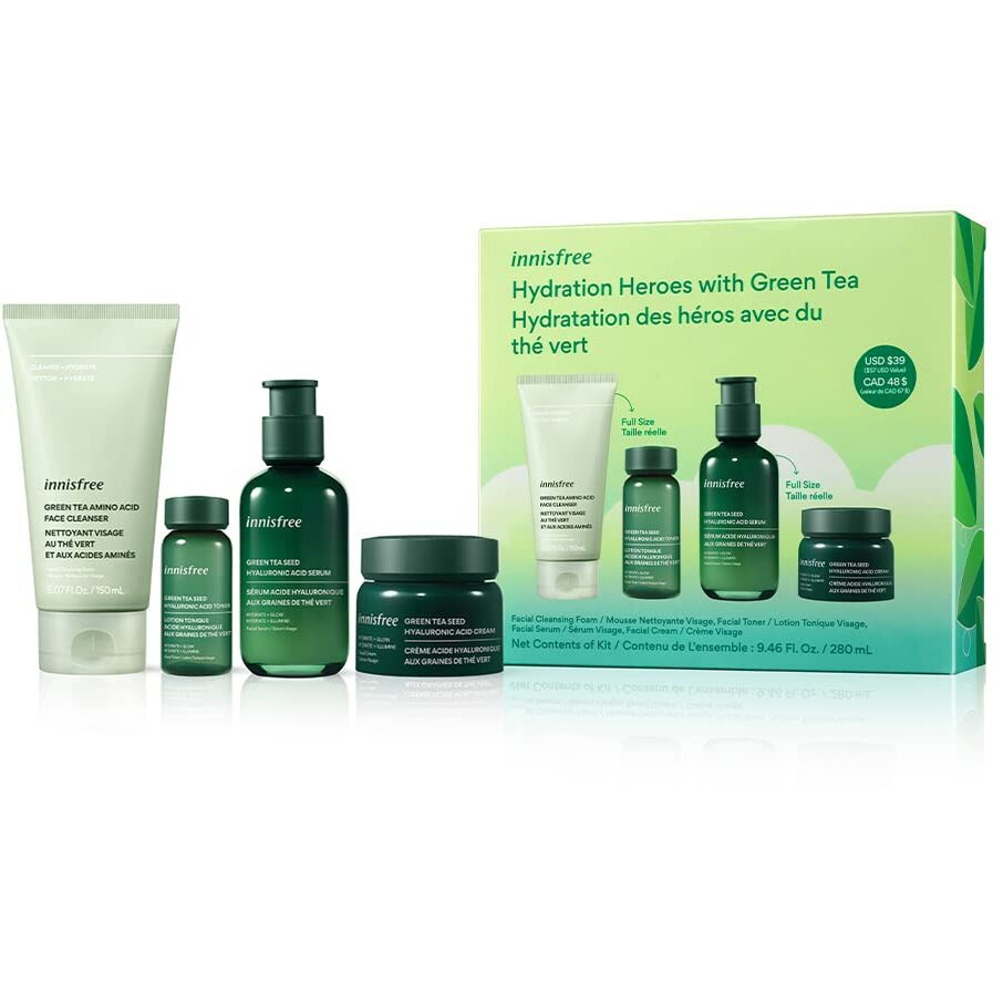 Innisfree Hydration Heroes Green Tea Skincare Routine Set Hydrate & Glow With Antioxidants & Amino Acids