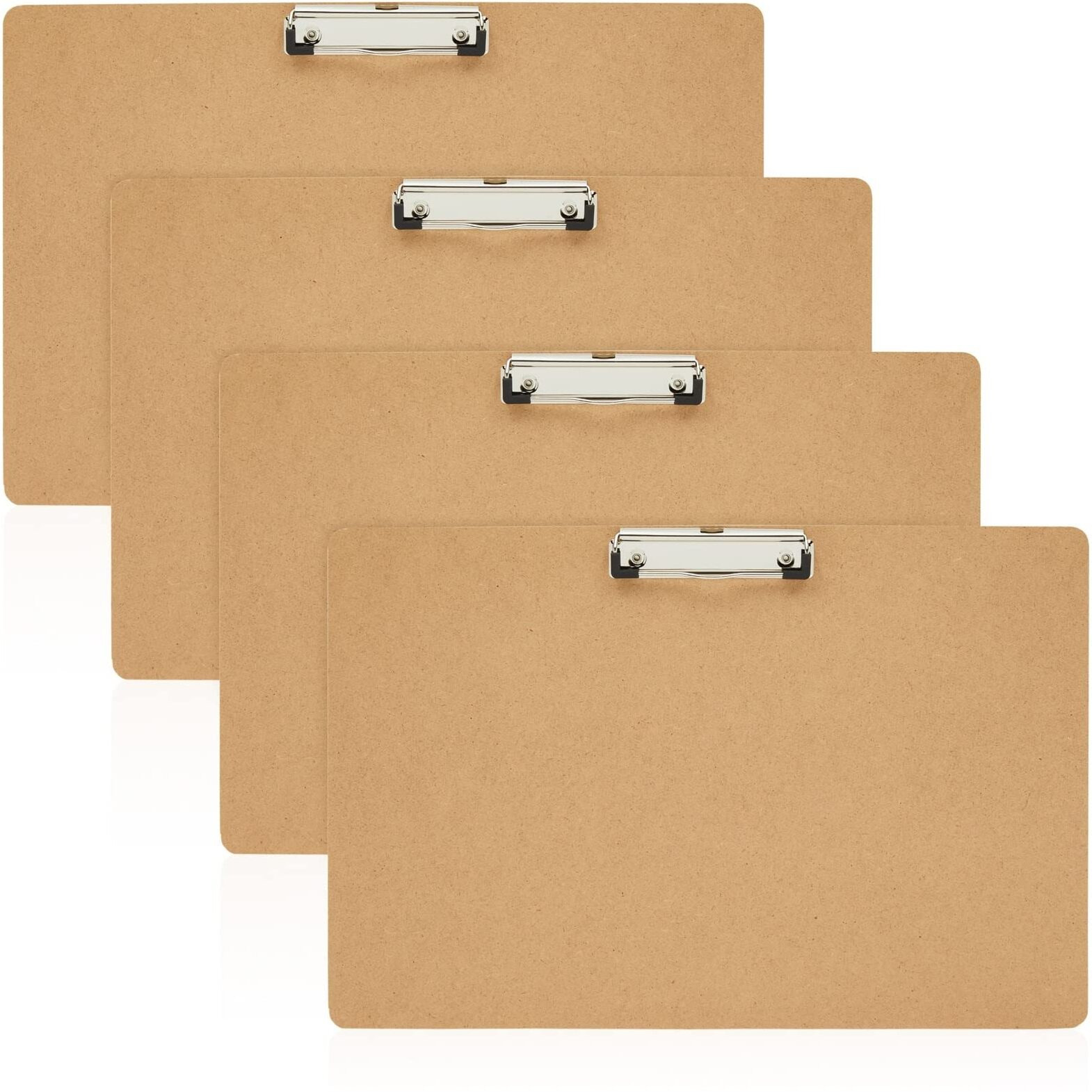 Juvale 4-Pack Extra Large 11X17 Clipboard, Horizontal Wooden Lap Boards, Wood Clip Board With Low Profile Clip For Drawing, Sketching, And Art Supplies, Landscape Layout, 3Mm Thickness