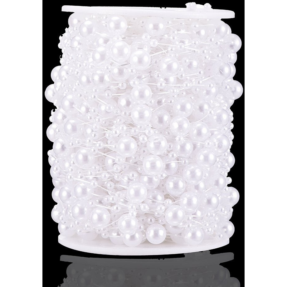 Bingcute 100 Feet Fishing Line Artificial Pearls String Beads Chain Garland Flowers Wedding Party Decoration,Party Supplies