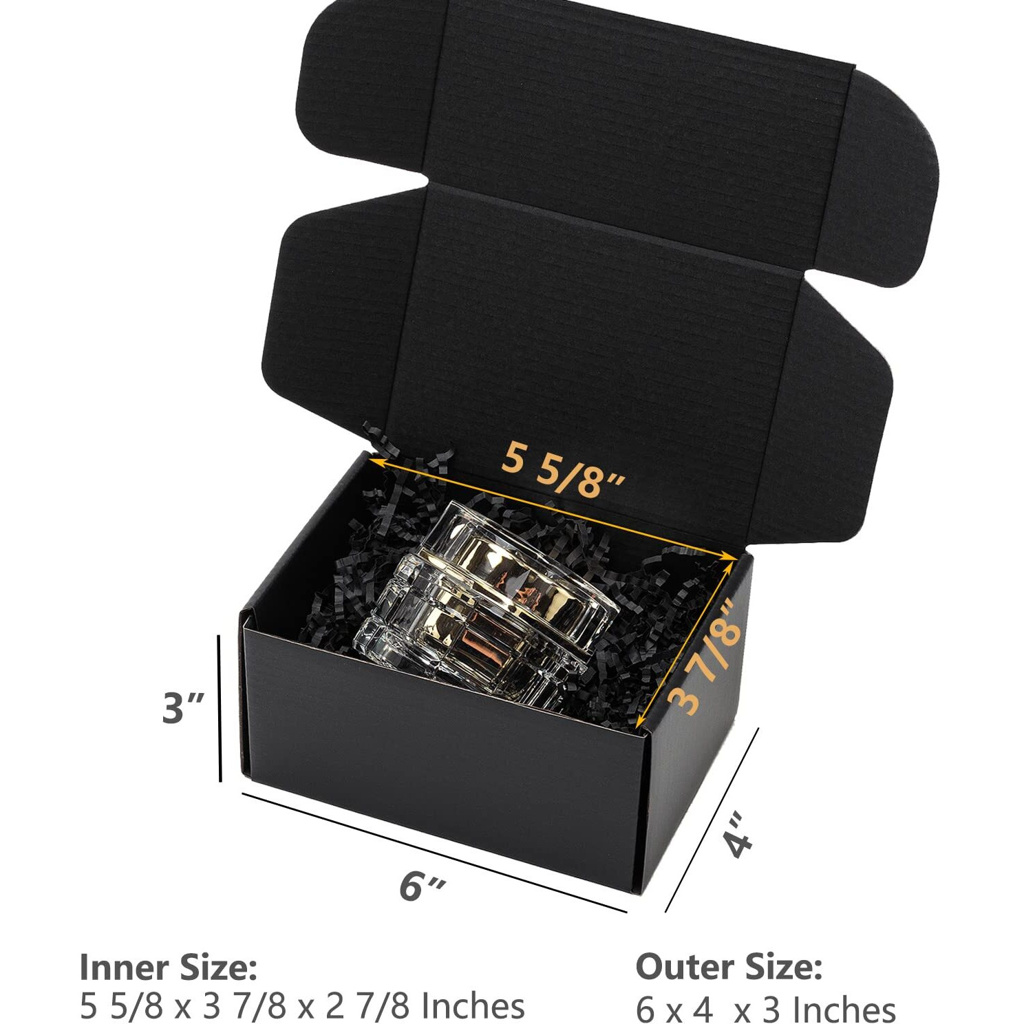 Timirog 6X4X3 Inches Small Black Shipping Boxes 25 Pack - Corrugated Cardboard Mailing Box For Small Business, Tab Locking Literature Mailer For Packing Jewelry Ornament Gift Craft Packaging Supplier