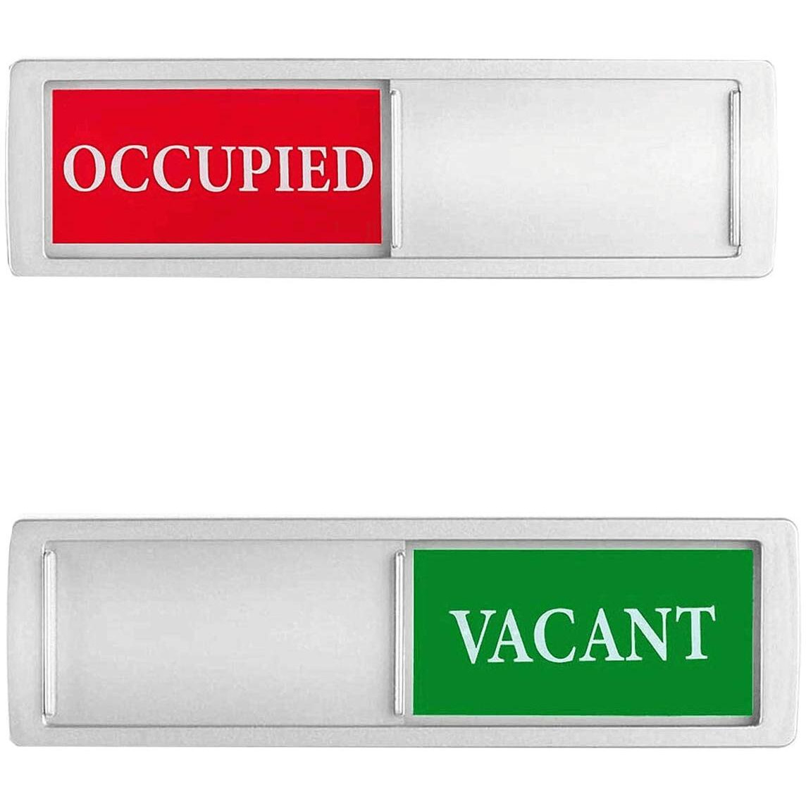 Privacy Sign, Premium Vacant Occupied Sign For Home Office Restroom Conference Hotles Hospital, Slider Door Indicator Tells Whether Room Vacant Or Occupied, 7'' X 2'' - Silver