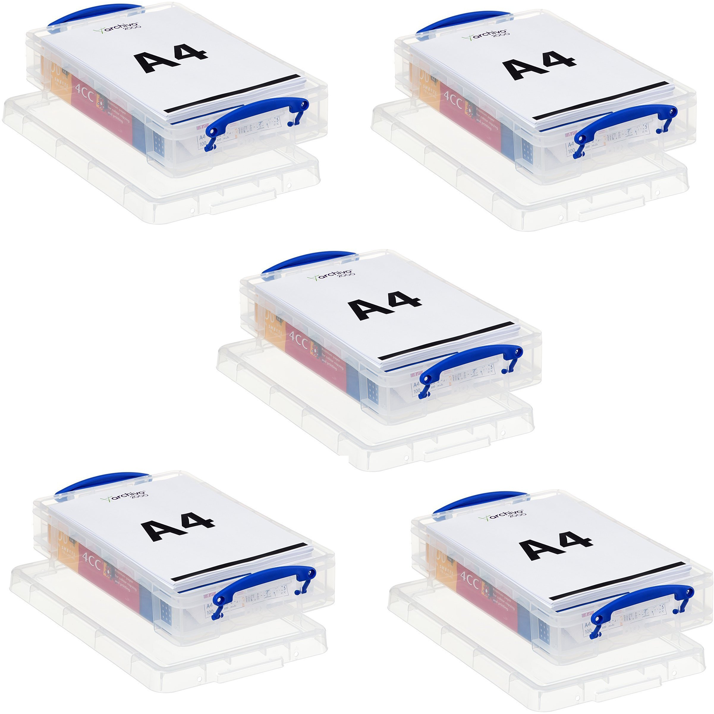 Really Useful Box Plastic Storage Box, 4 Liters, 14 58In X 10 14In X 3 38In, Clear (5 Pack)