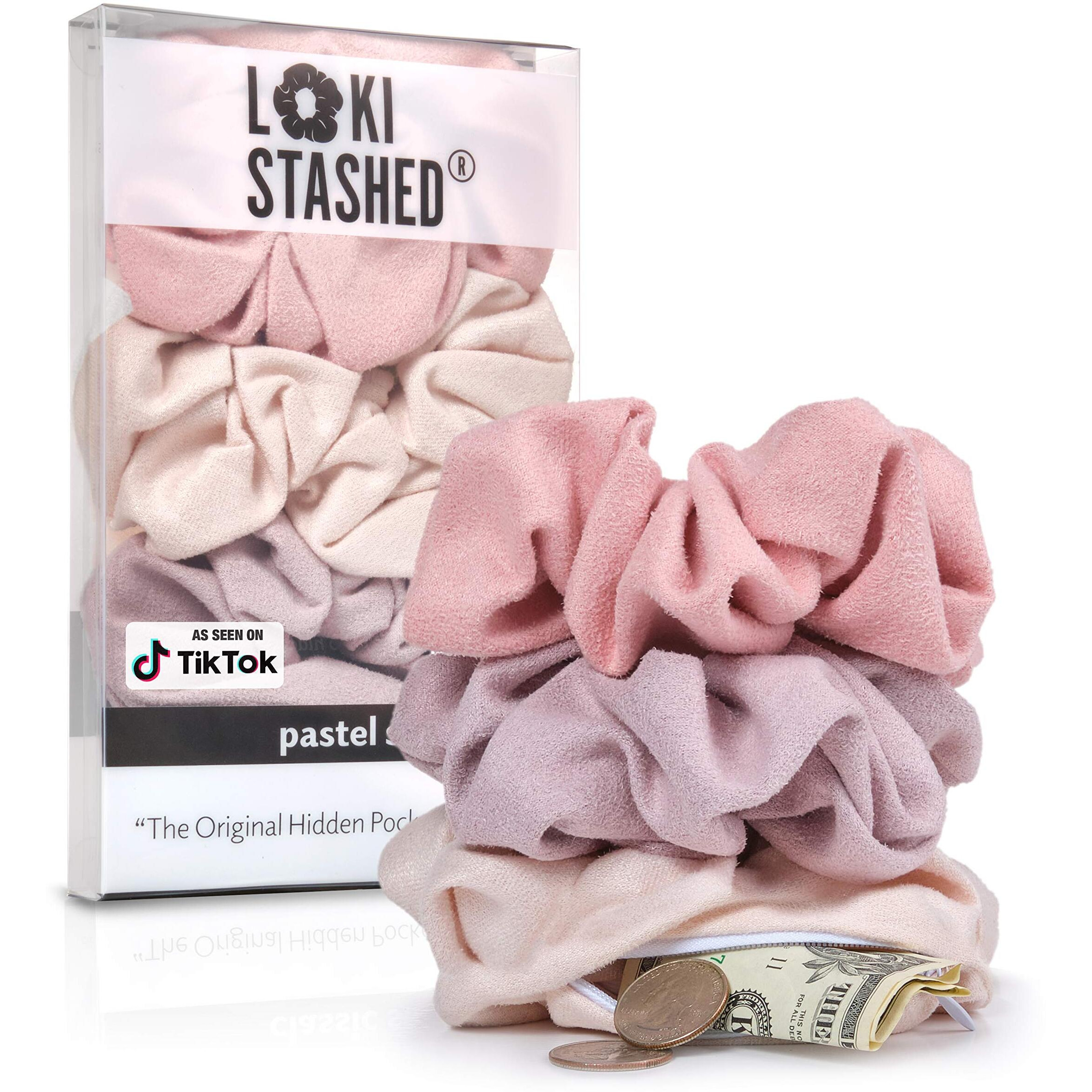 Lokistashed 3-Pack Suede Hair Tie Scrunchies For Vsco Girls  Women, The Original Hidden Pocket Scrunchie With Zipper Pocket Storage, Accessories, Small Items, Keys, Money (Pastel)