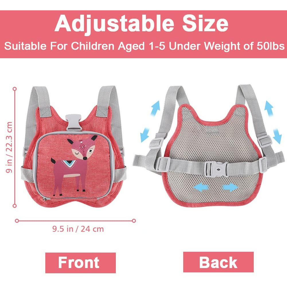 Toddler Harness Leash + Anti Lost Wrist Link, Accmor Kids Harnesses Children Leashes For Girls, Cute Deer Baby Walking Holder Anti-Lost Bracelet Strap Tether For Outdoor Keep Kids Close (Pink)