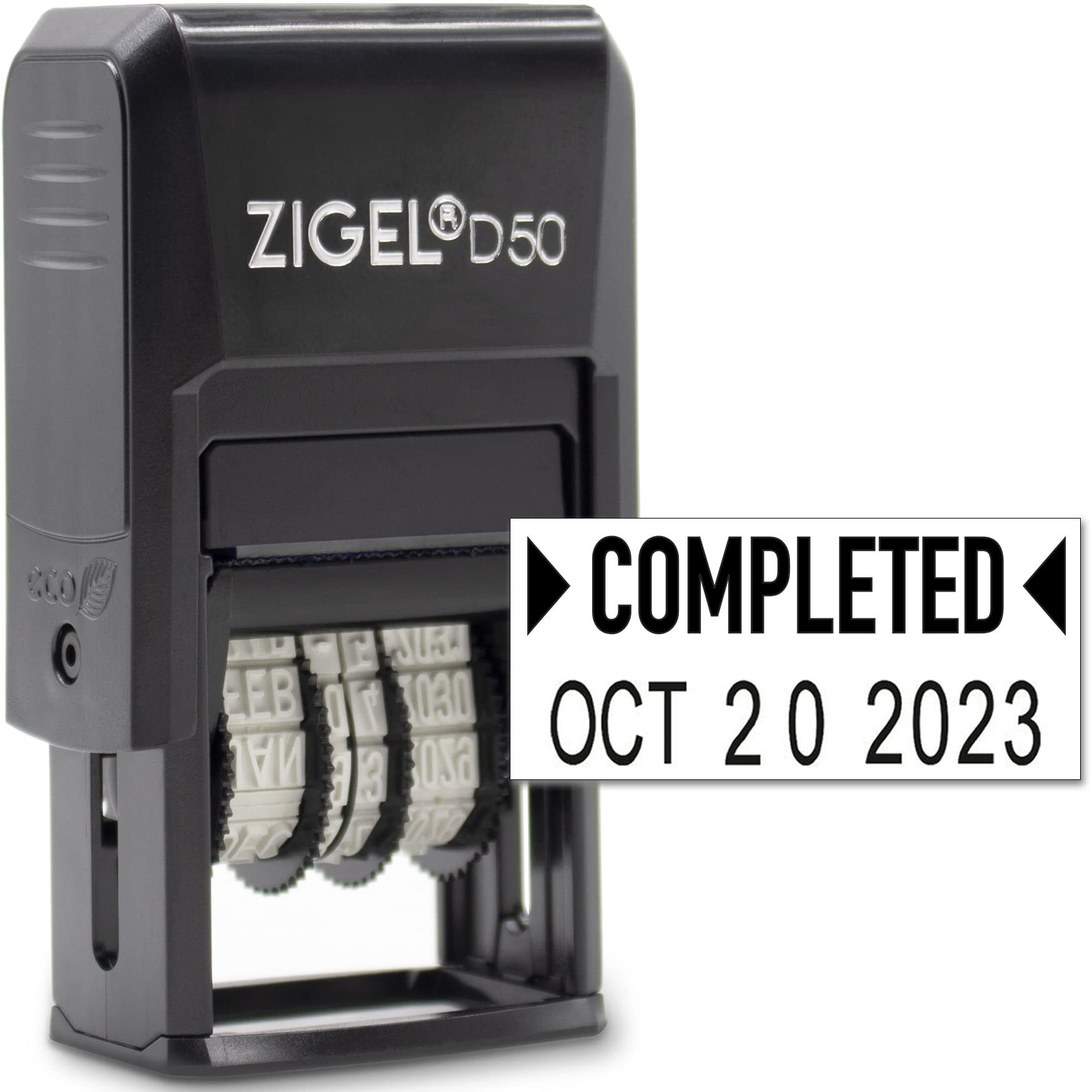 Zigel D50 Date Stamp With Completed - Self Inking Date Stamp - Black