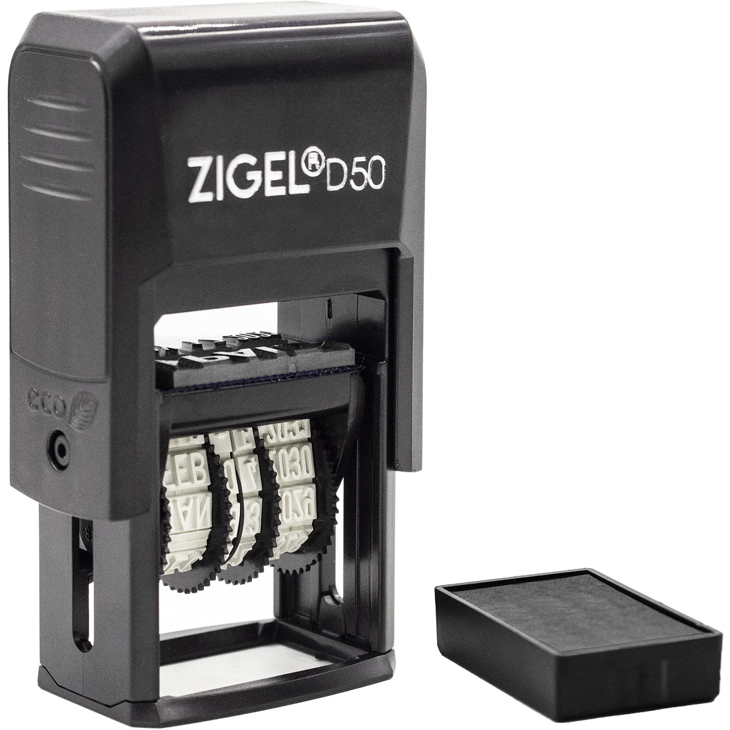 Zigel D50 Date Stamp With Completed - Self Inking Date Stamp - Black