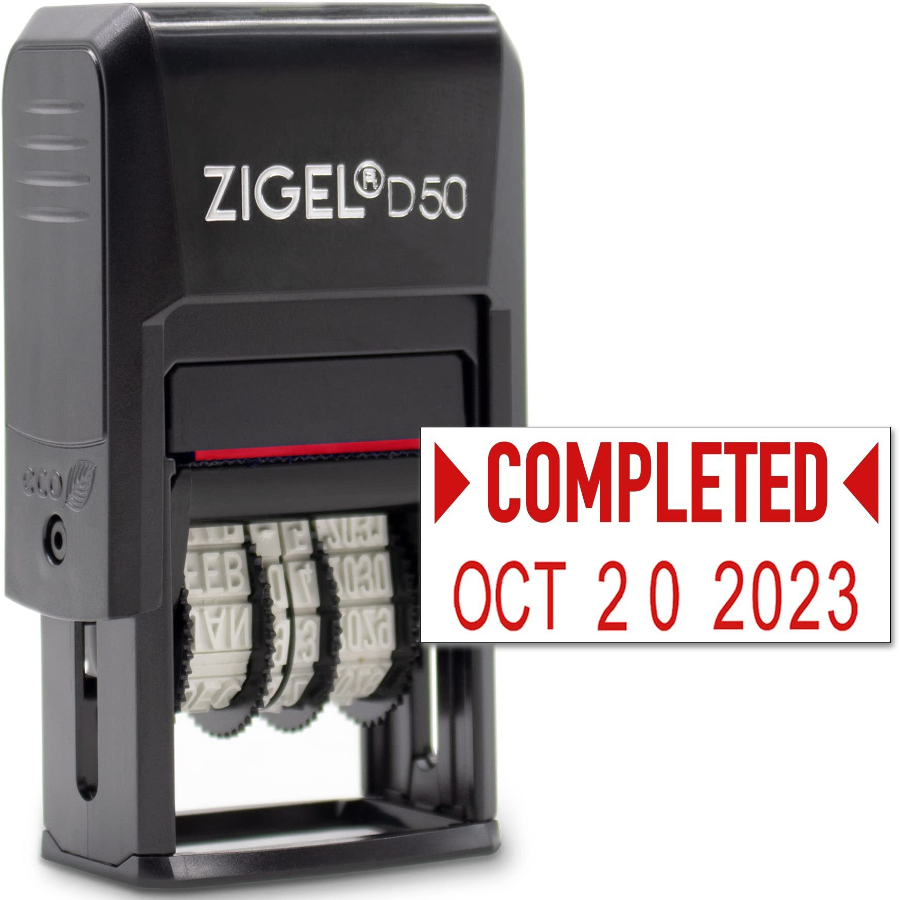 Zigel D50 Date Stamp With Completed - Self Inking Date Stamp - Red
