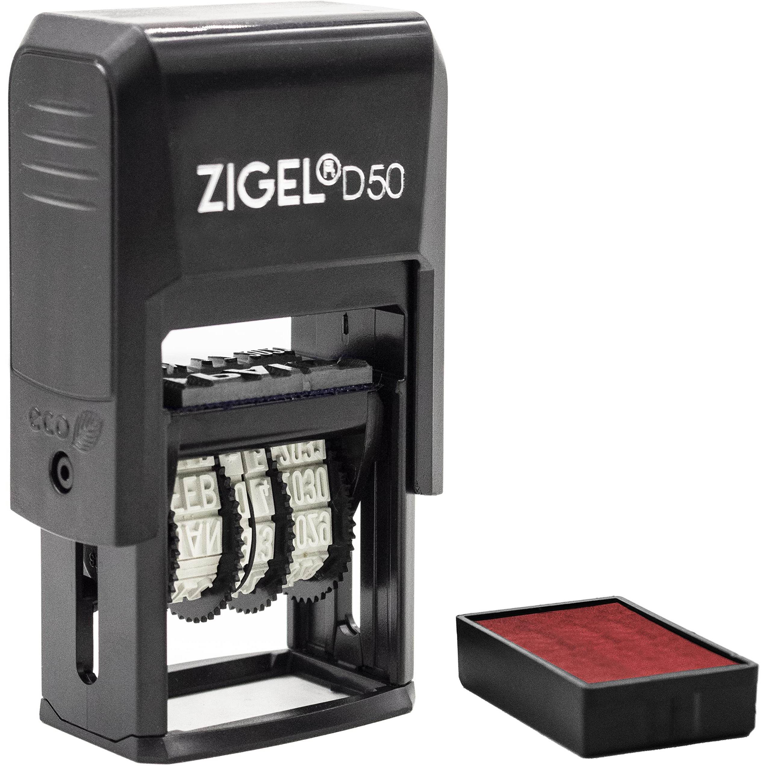 Zigel D50 Date Stamp With Completed - Self Inking Date Stamp - Red