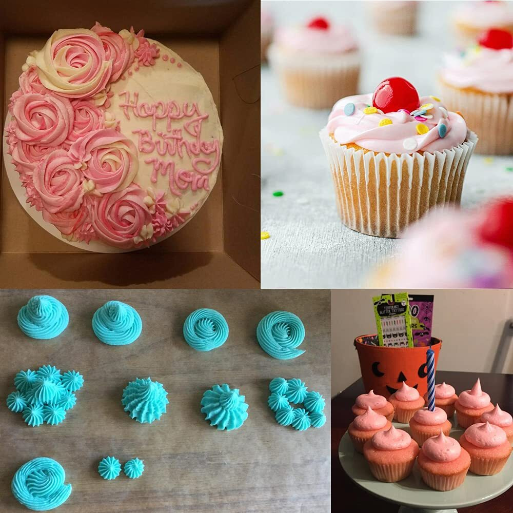 Large Piping Tips Set For Cake Cupcake Decorating,Stainless Steel Icing Piping Nozzles,5 Decorating Tips Pastry Tips Frosting Tips For Cream Rose Flower Meringue Cookie Decoration,1A 1M 2A 2D 4B