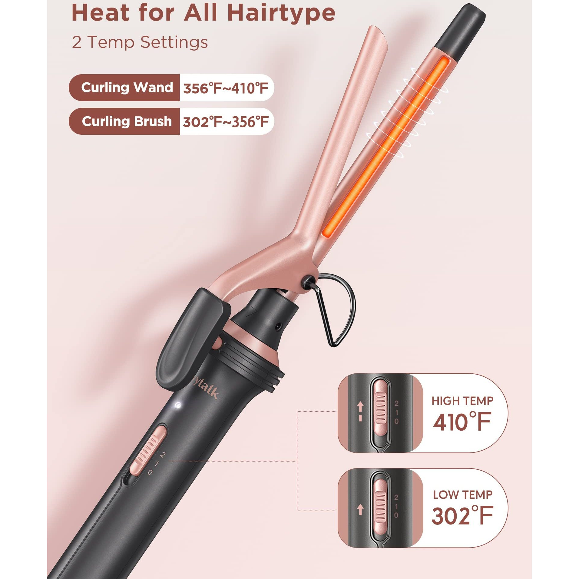 Wavytalk 5 In 1 Curling Iron Set With Curling Brush And 4 Interchangeable Ceramic Curling Wand (0.35"-1.25), Instant Heat Up, Dual Voltage Hair Curler