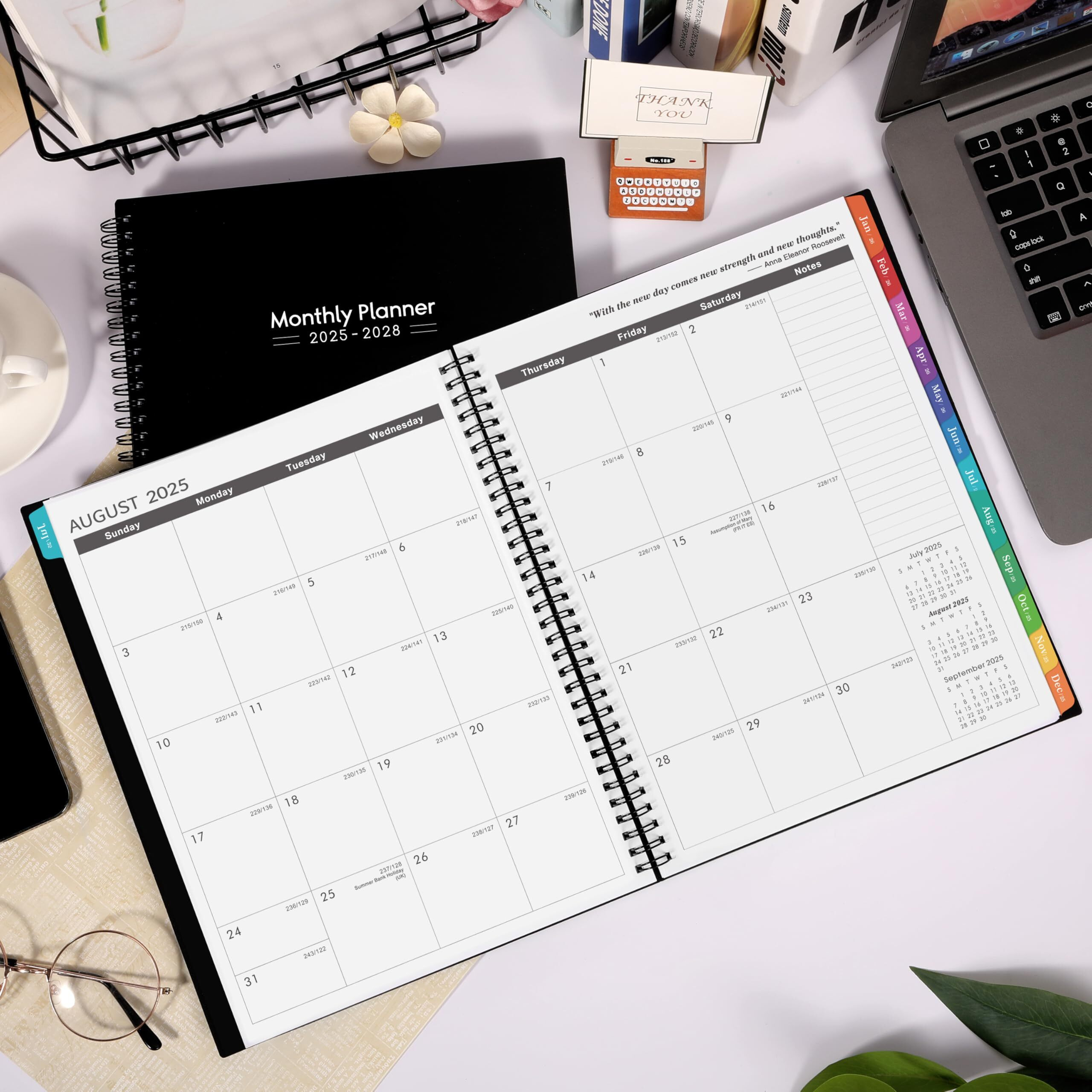 2025-2028 Monthly Planner/Calendar - 3 Year Monthly Planner 2025-2028, Jul.2025 - Jun.2028, 9" X 11", Monthly Planner 2025-2028 With Colorful Tabs, 36 Monthly Planner With Inner Pockets - Black