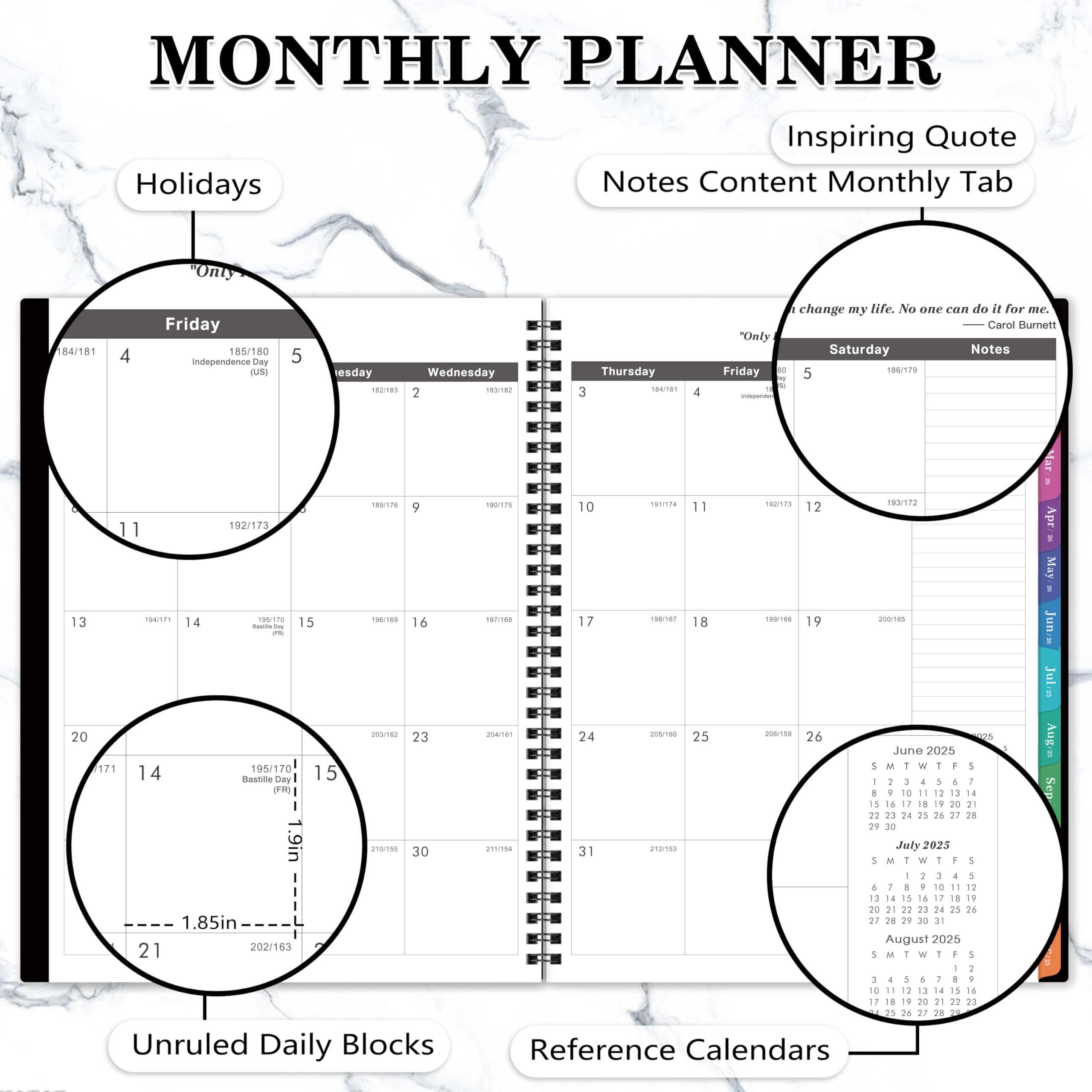 2025-2028 Monthly Planner/Calendar - 3 Year Monthly Planner 2025-2028, Jul.2025 - Jun.2028, 9" X 11", Monthly Planner 2025-2028 With Colorful Tabs, 36 Monthly Planner With Inner Pockets - Black