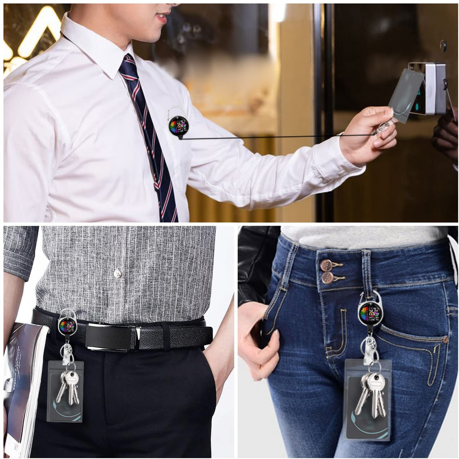 Id Badge Holder With Breakaway Lanyard, Retractable Badge Reel Heavy Duty, Autism Awareness Lanyards For Id Badges Ajustable, Teacher Nurse Work Office Gifts