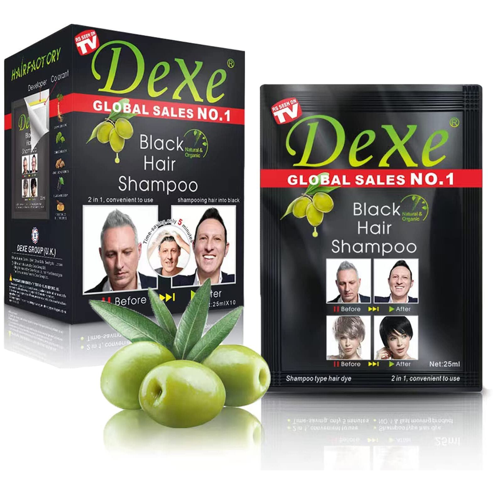 10 Pcs Dexe Black Hair Shampoo Instant Hair Dye For Men Women Black Color - Simple To Use - Hair Dye Permanent - Last 30 Days - Natural Ingredients, Black Hair Dye Shampoo Great Choice For Woman&Man