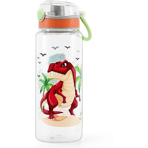 Home Tune 23Oz Kids Water Bottle For School Boys, Bpa Free Tritan, Leak Proof Flip Top Lid, Easy Clean, Carry Handle - Dinosaur