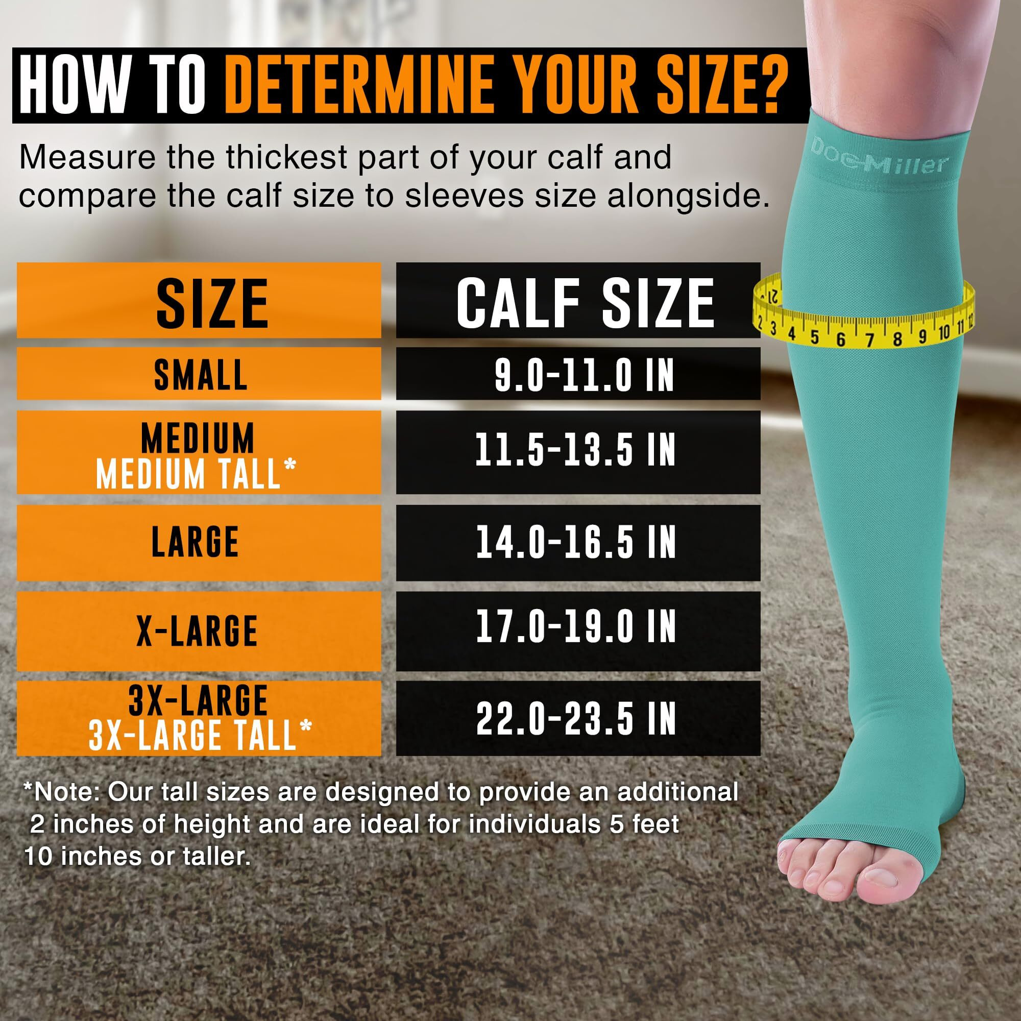 Doc Miller Open Toe Compression Socks, 20-30 Mmhg, Toeless, Support Circulation, Shin Splints, Calf Recovery, Post Op, Knee High, Medical Grade, Teal Socks, Large Size For Men & Women, Pair