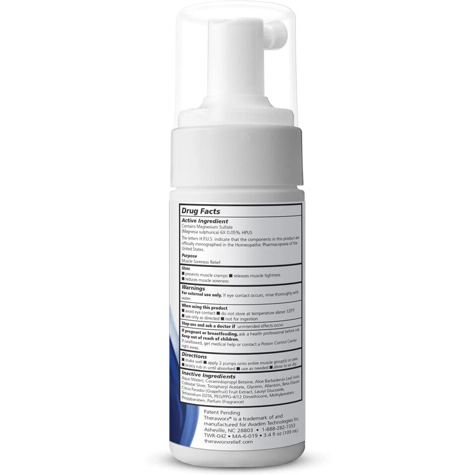 Theraworx Relief Fast-Acting Foam For Leg & Foot Cramps And Muscle Soreness, 3.4Oz Travel Size