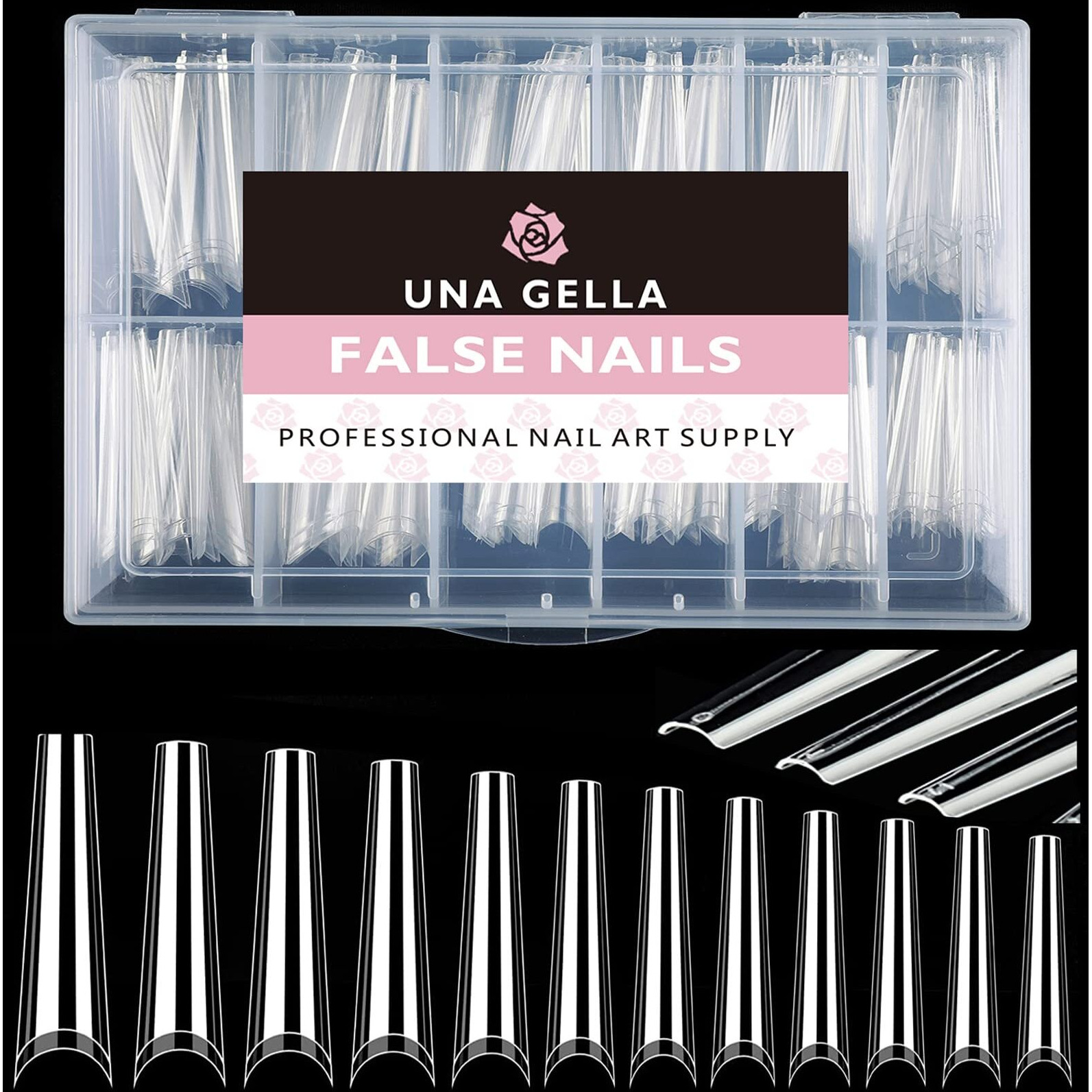 Una Gella Coffin Nails Tips No C Curve 216Pcs Extra Long Nail Tips Clear Coffin Acrylic Nail Tips For Coffin Nails Clear Coffin Nail Tips Xxl Nail Tips Coffin Fake False Nails For Nail Extension Nail Art, Home Diy Salon 12 Sizes Gelly Tips