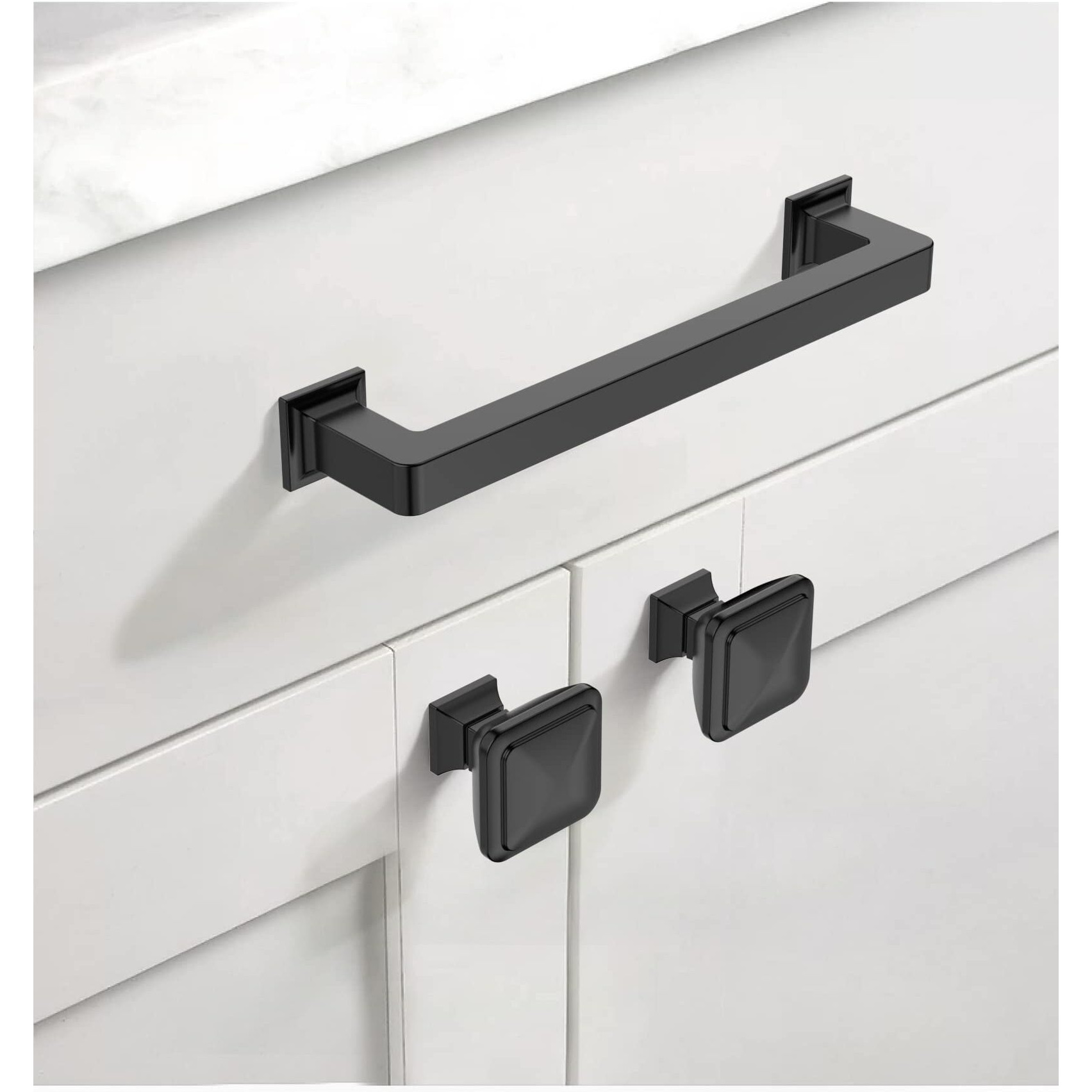 Asidrama 10 Pack 5 Inch(128Mm) Matte Black Kitchen Cabinet Handles, Cabinet Pulls Kitchen Cabinet Hardware Cupboard Handles Drawer Pulls