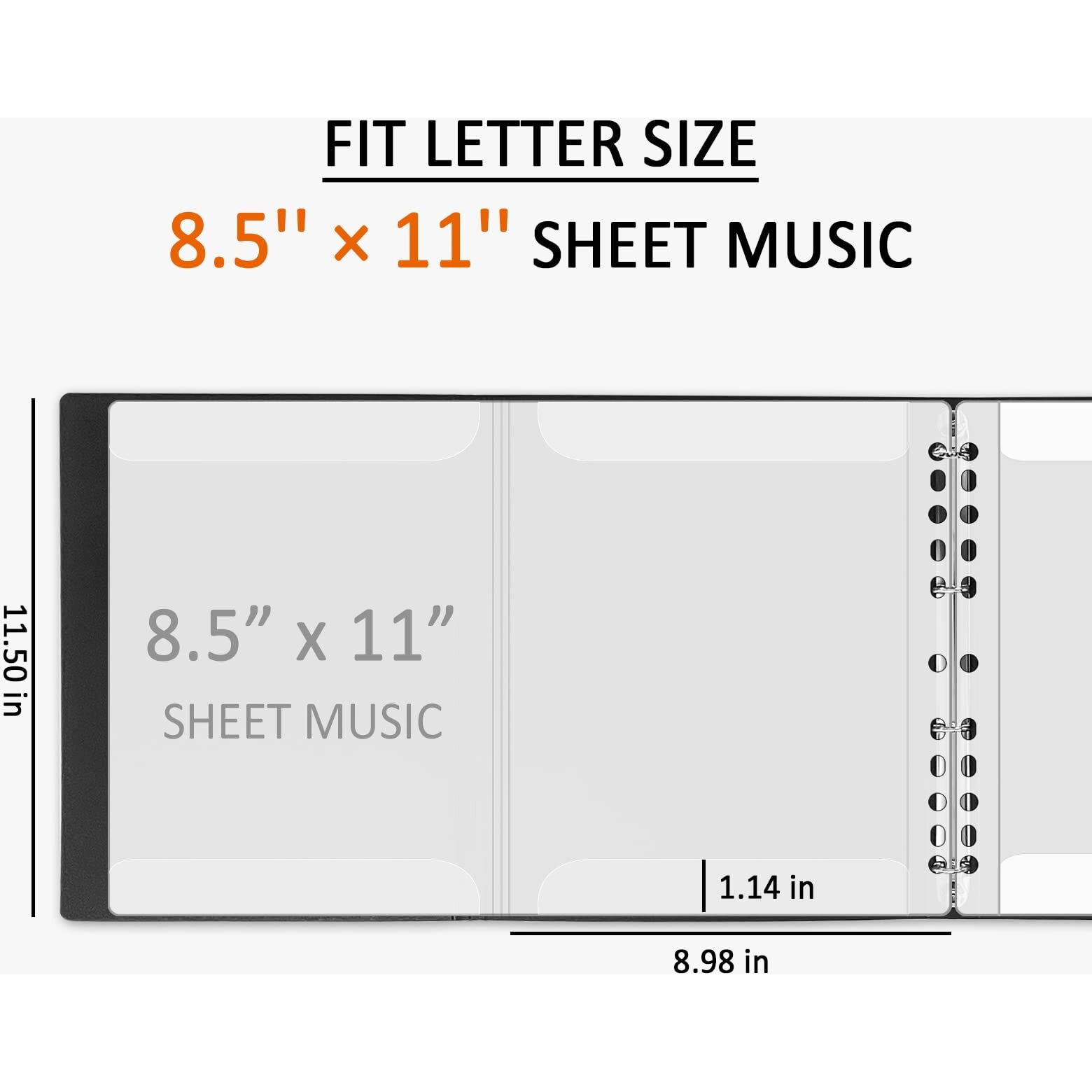 Sheet Music Folder, 8.5  11 Music Binder, 4 Page Expand, 52 Pages Capacity, Writable Choir Folder, Black