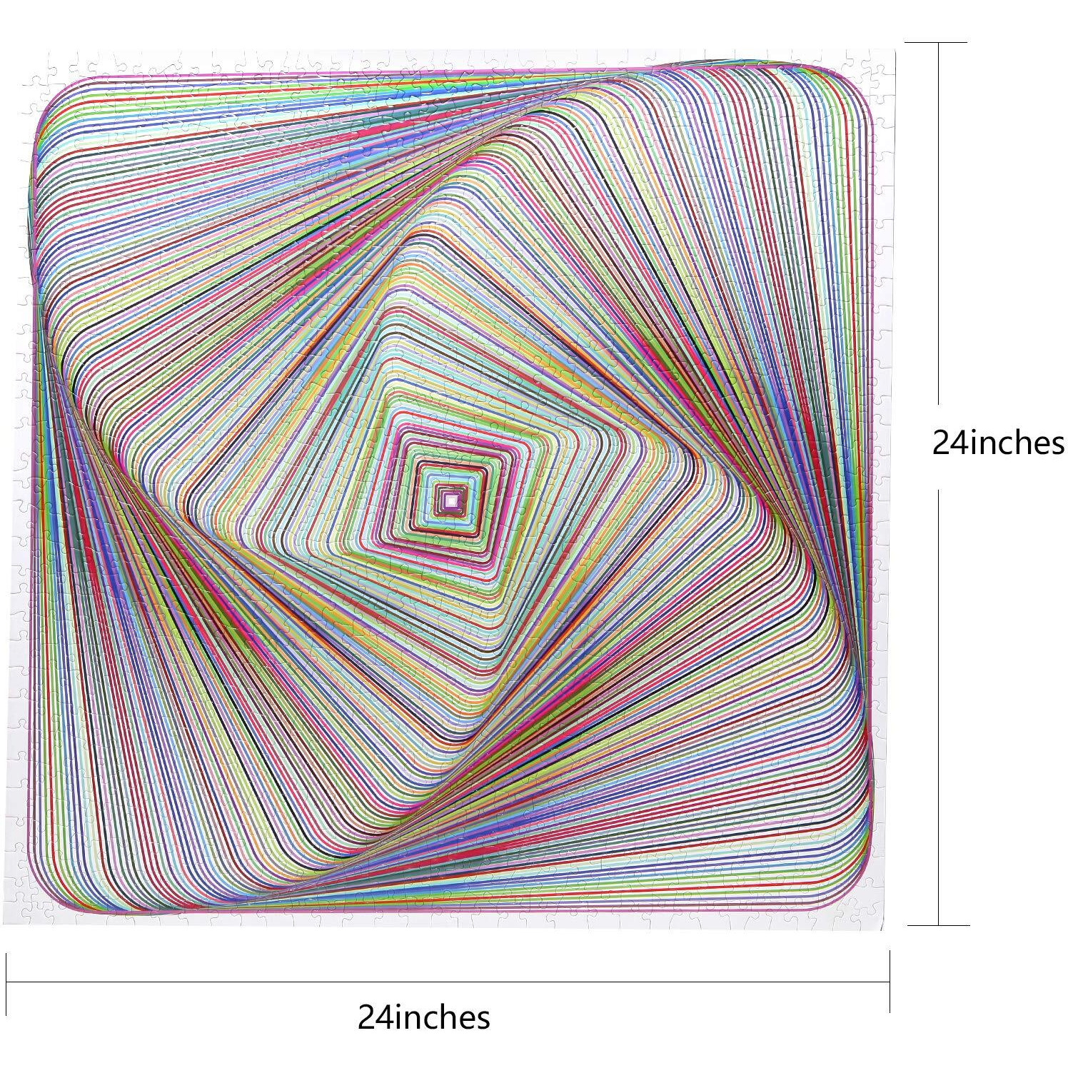 Bgraamiens Puzzle-Twisted 3D Colorful Squares-1000 Pieces Square Puzzle Color Challenge Jigsaw Puzzles For Adults And Kids