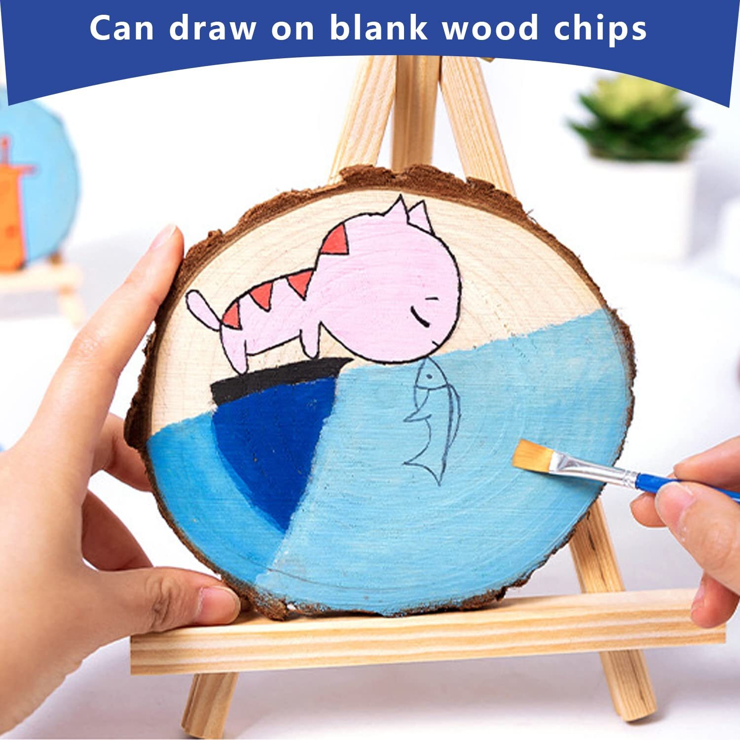 Fswcck 17 Pcs Unfinished Wood Slices For Centerpieces 5.1-5.5 Inch,Round Wooden Discs With Tree Bark,Wood Cookies Circles For Crafts Christmas Ornaments,Wood Slice For Rustic Wedding Decoration