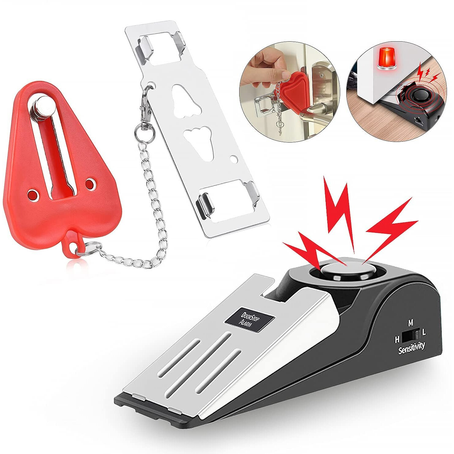 Mbbest Portable Door Lock  Door Stop Alarm,Dual Protection Security Door Kit,Door Security Devices Pocket Door Stopper Self Defensey Tools For Hotel Travel Home Apartment House