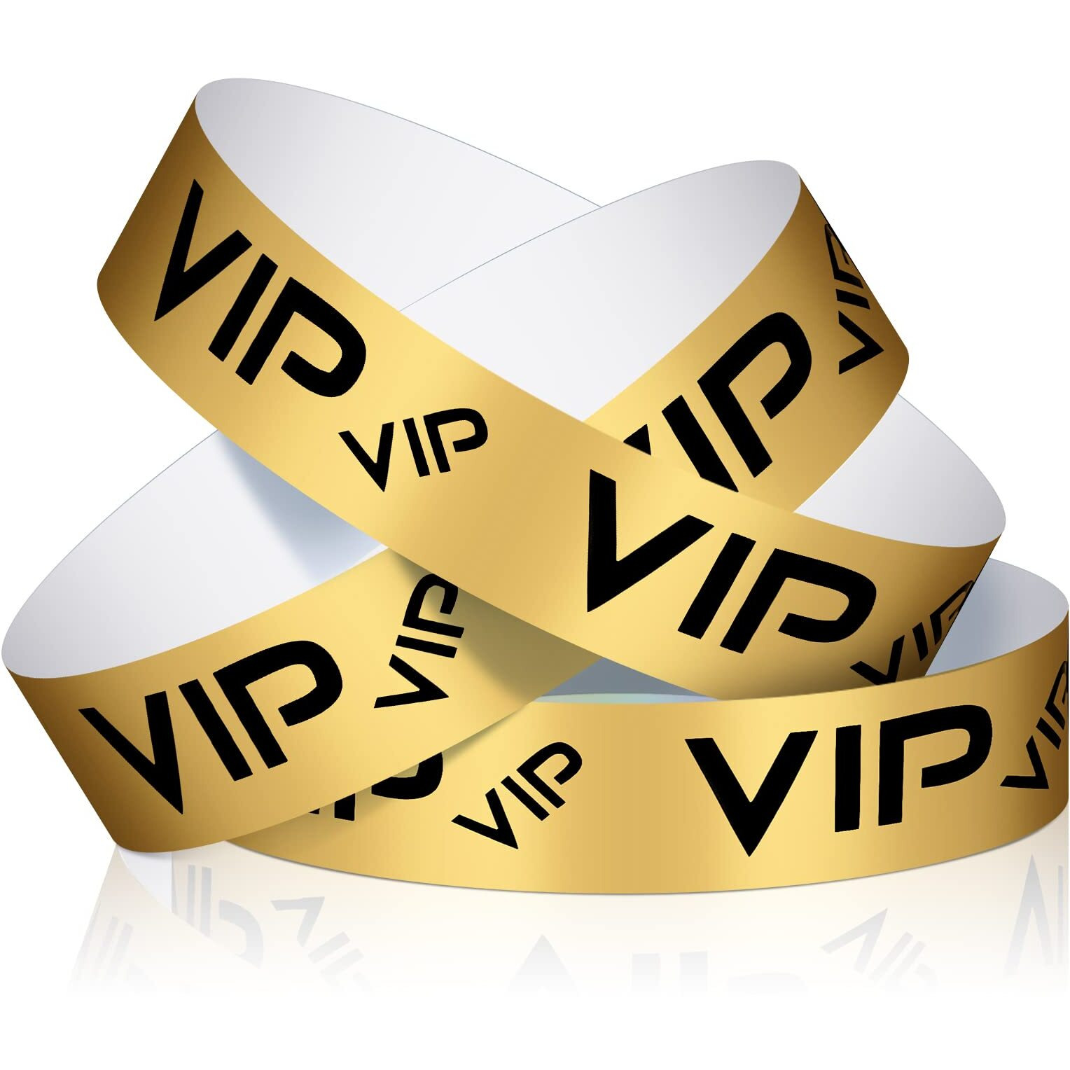 Teling 500 Pack Vip Plastic Wristbands Bracelets Party For Events Vip Custom Wristbands Plastic Bracelets Tear Proof Waterproof Wrist Bands Arm Bands For Events Concerts(Gold, Black)