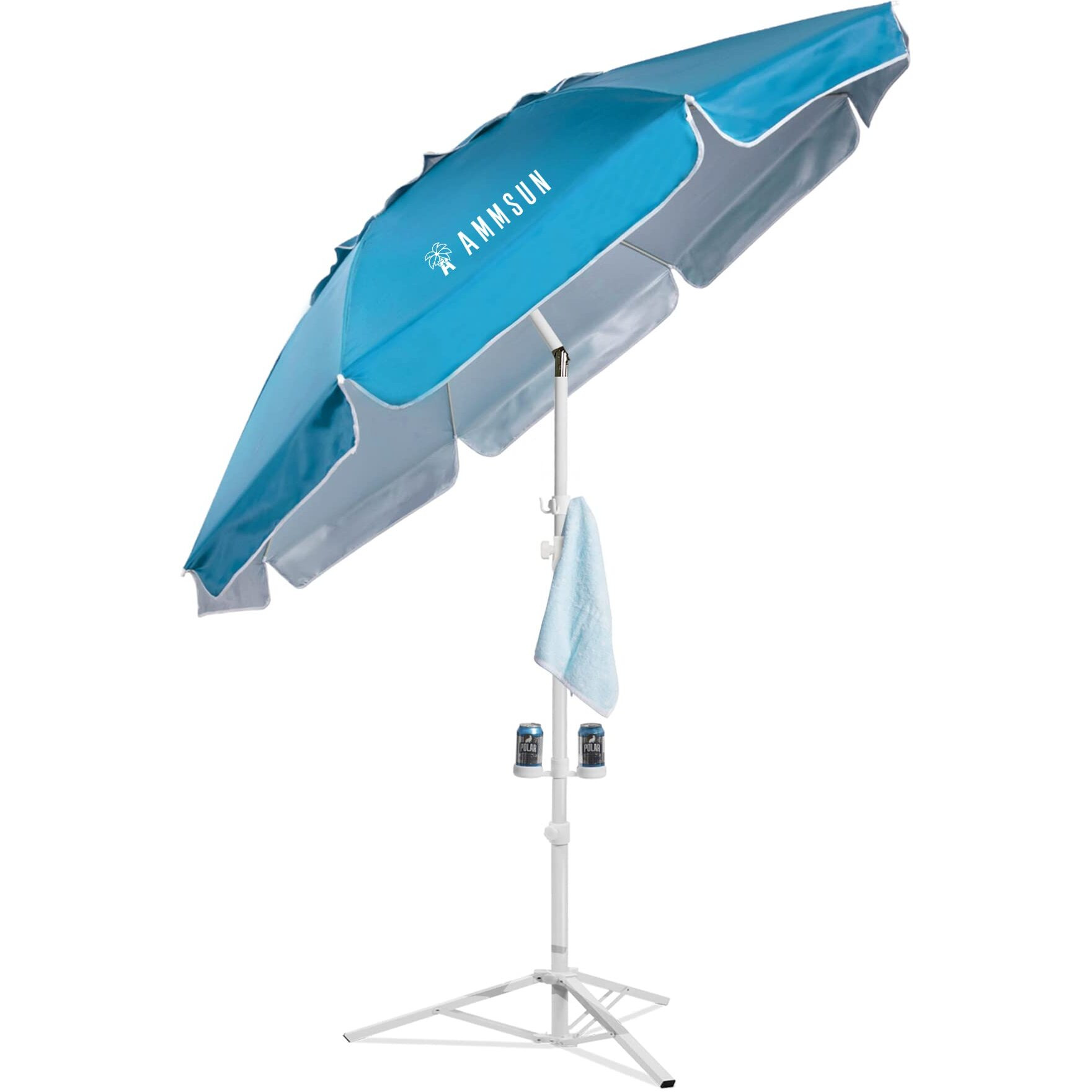 Ammsun Shade Umbrella, Premium Portable Umbrella With Stand, 6.5Ft Lightweight Free Standing Canopy For Sporting Games, Adjustable Instant Sun Protection And Easy To Carry, Light Blue
