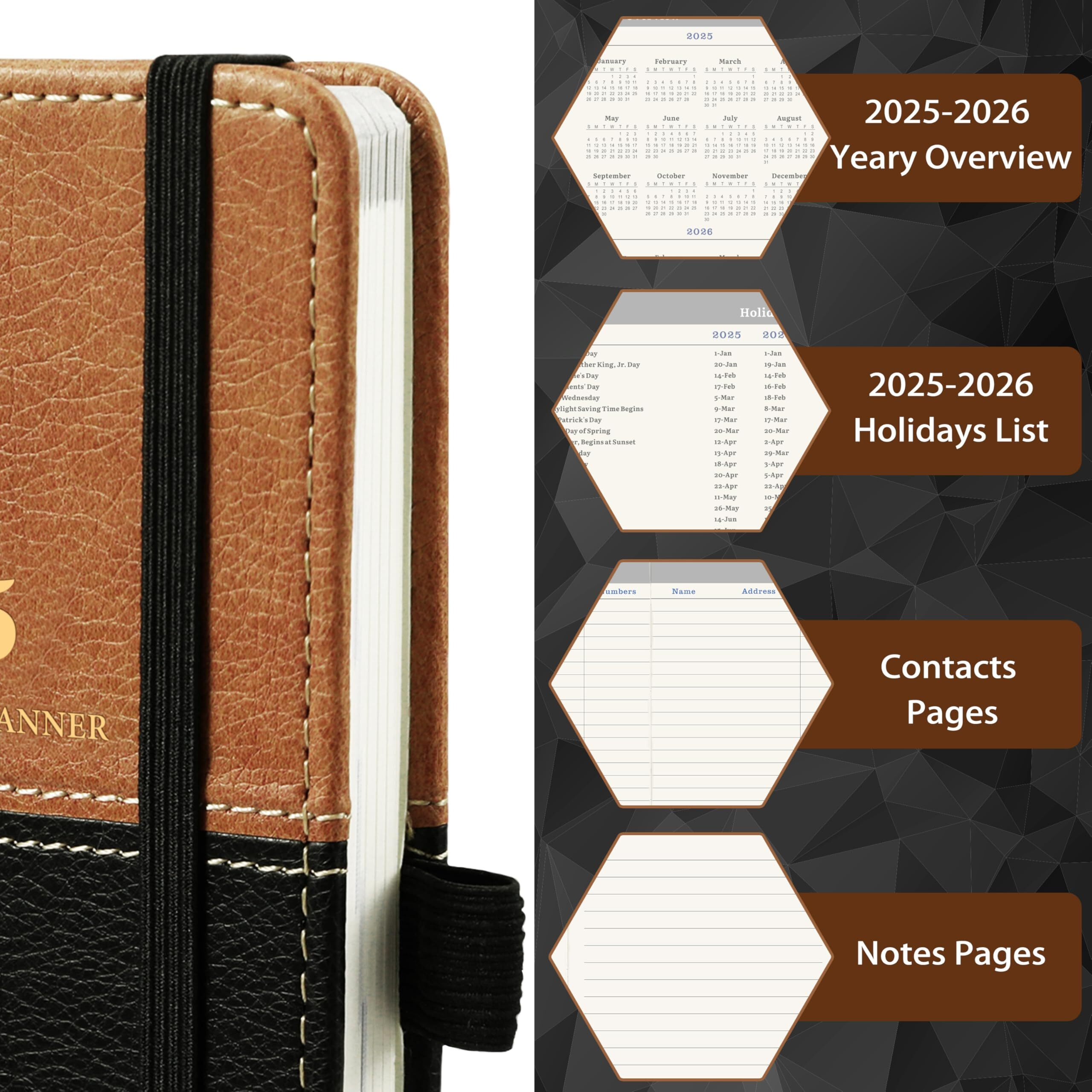 2025 Pocket Calendar - 2025 Pocket Planner From Jan. 2025 To Dec. 2025, Small Pocket Planner For Purse With Elastic Closure, Inner Pocket