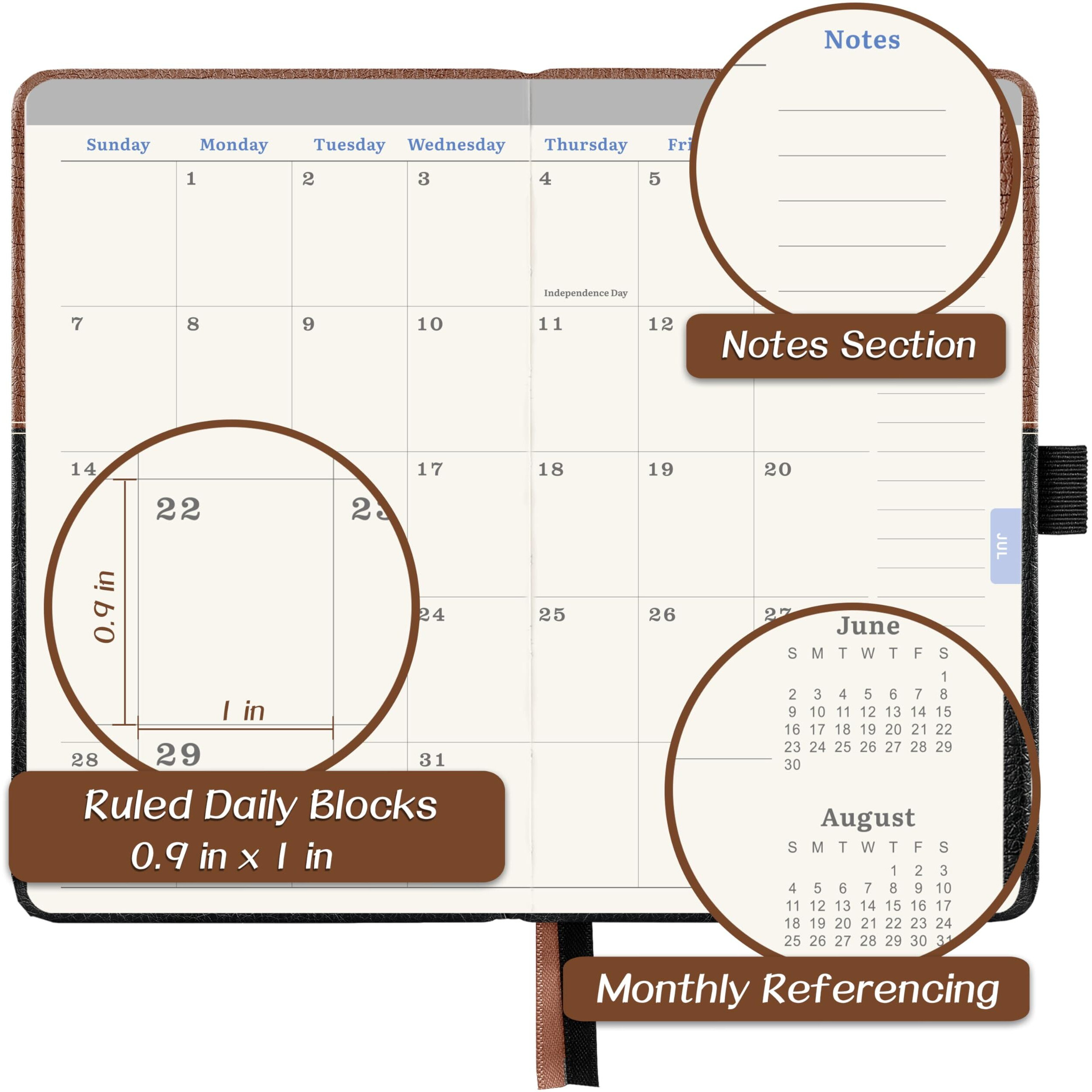 2025 Pocket Calendar - 2025 Pocket Planner From Jan. 2025 To Dec. 2025, Small Pocket Planner For Purse With Elastic Closure, Inner Pocket