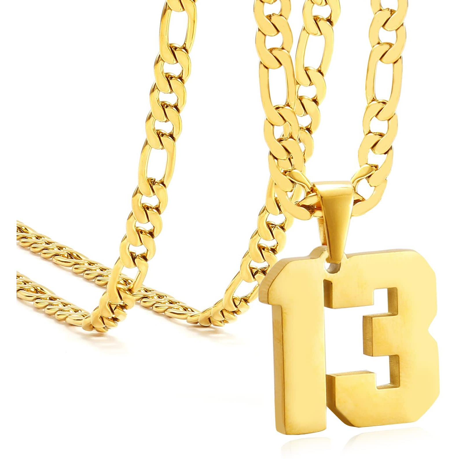 Mimitlty Personalized Jersey Number Necklaces For Mens,Athletes Stainless Steel Sport Number Pendant Chain For Boys Baseball/Basketball/Football Team Inspiration Jewelry With Gifts