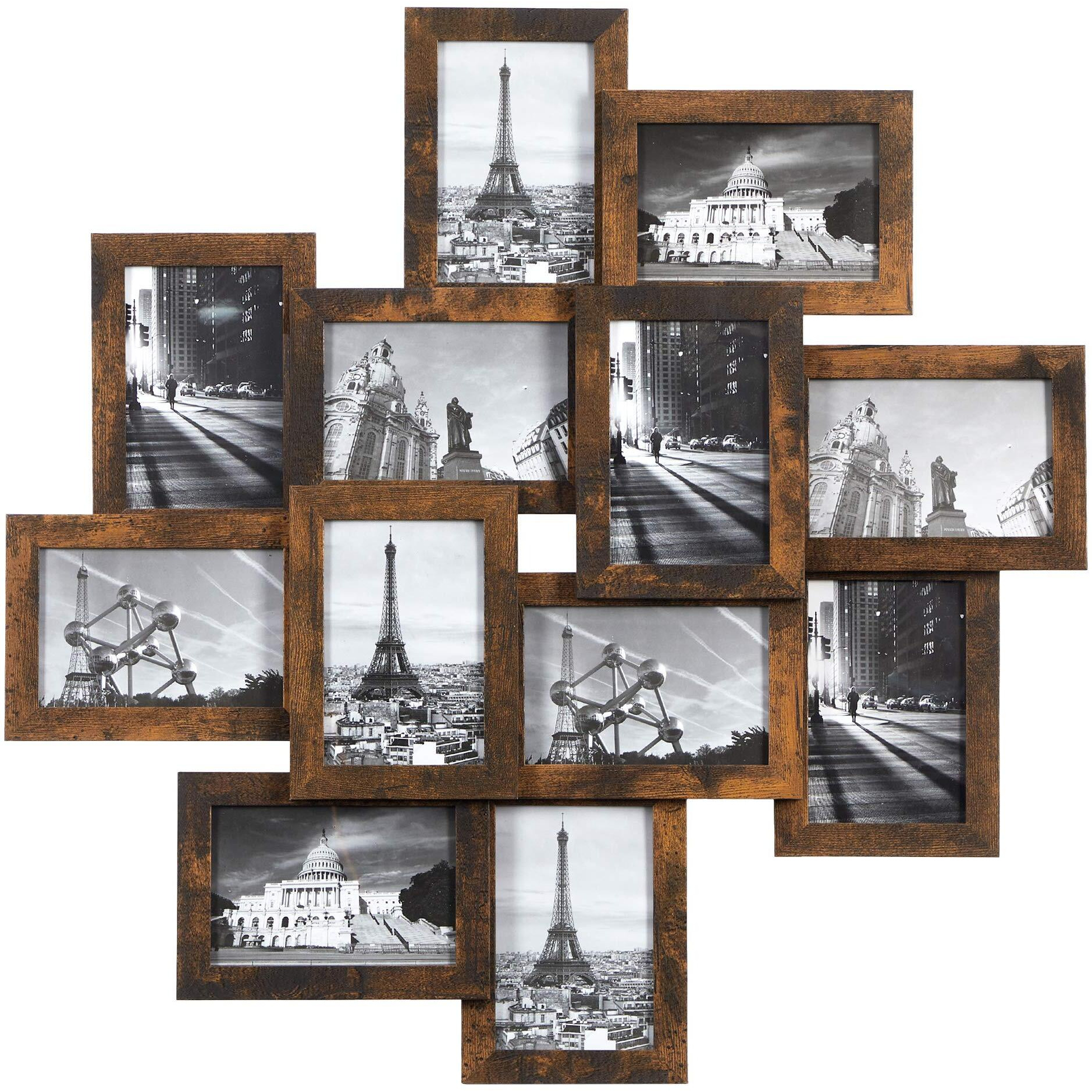 Songmics 4X6 Collage Picture Frames, 12-Pack Picture Frames Collage For Wall Decor, Rustic Photo Collage Frame, Multi Picture Frame Set With Glass Front, Assembly Required