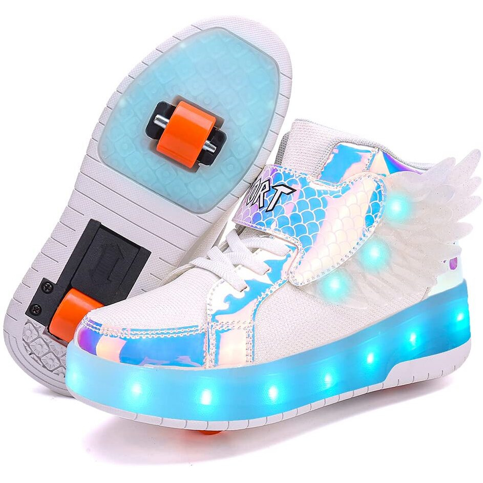 Nsasy Kids Roller Shoes Boy Girl Sneakers With Wheels Become Sport Sneaker With Led For Christmas Birthday Children Show Gift