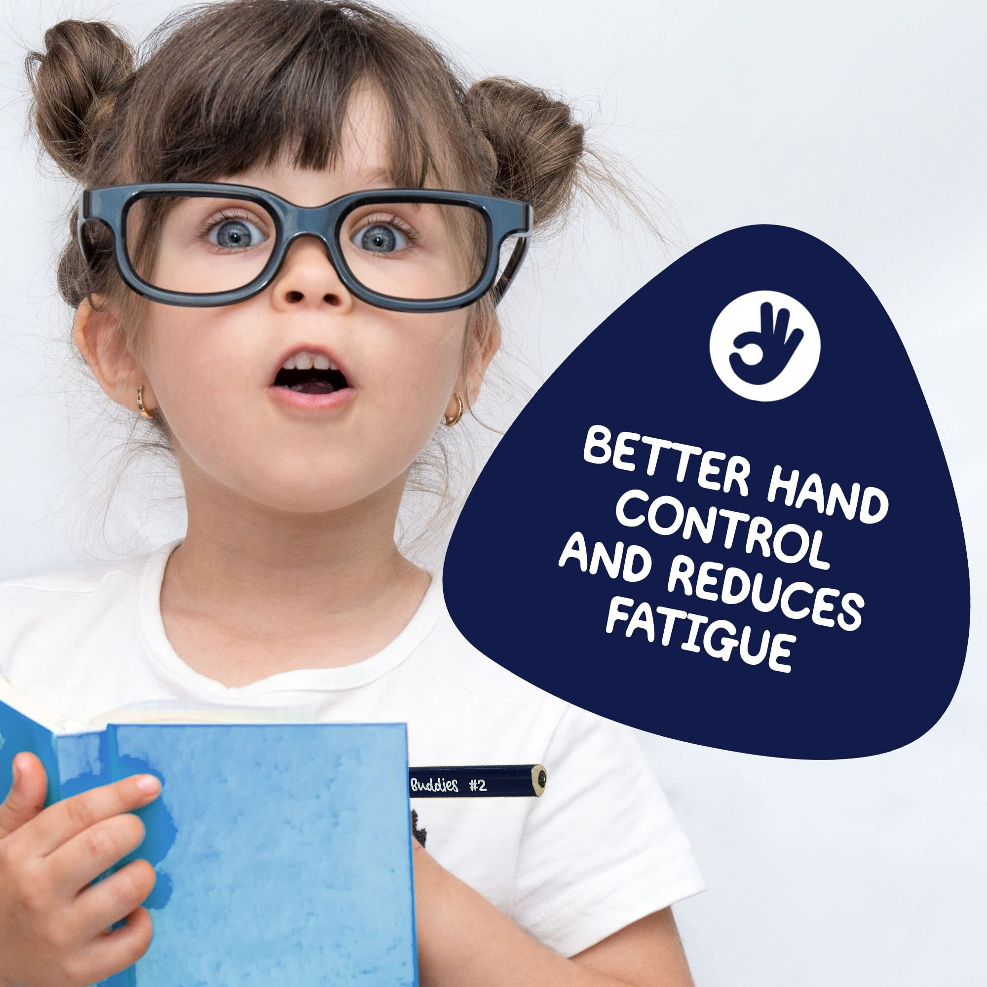 Kids Pencils For Toddlers, Beginners, Preschool And Kindergarten Ages 2-6 Years With Jumbo Triangle Shape, 2 Graphite, Fat Pencils With Easy Grip And Large Core (8 Pack + Sharpener, Navy Blue)