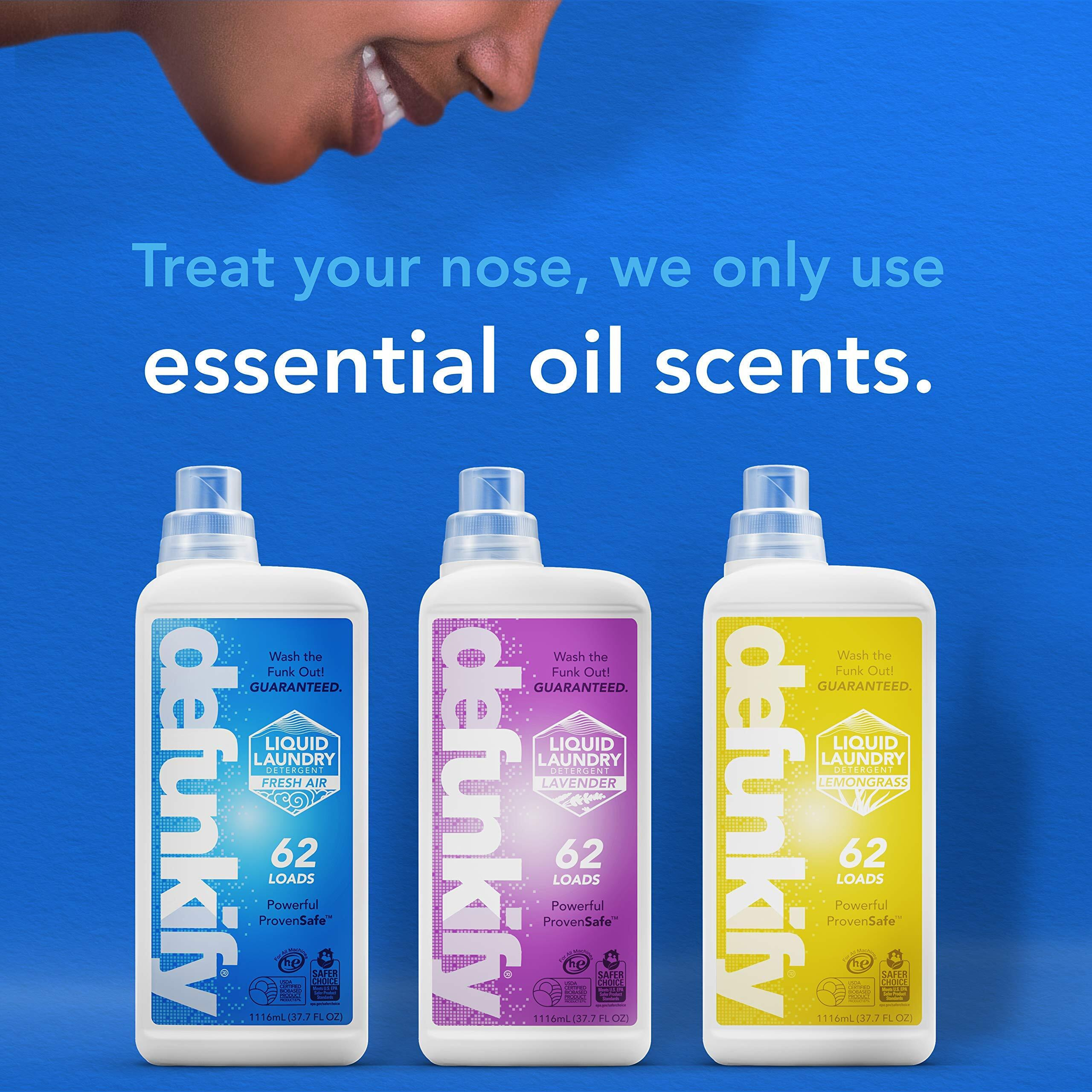 Defunkify Liquid Laundry Detergent | Laundry Soap W/ Odor Crushing & Stain Removing Power | Epa Safer Choice, 87% Biobased - 124 Loads (2-Pack Of 62 Load Bottles) (Fresh Air)New Defunkify Liquid Laundry Detergent, - Crushes Odor - Epa Safer Choice - 87% Biobased - 124 Loads (2-Pack Of 62 Load Bottles) (Fresh Air)