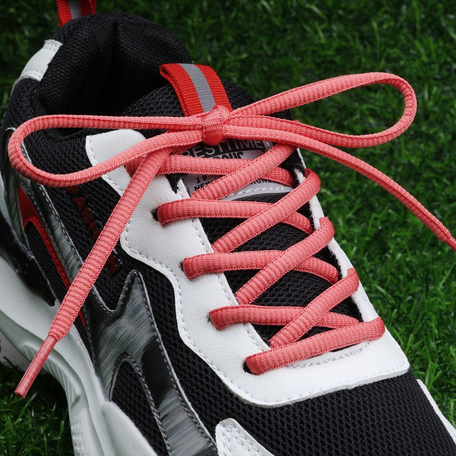 Puzeam 2 Pairs Oval Athletic Shoelaces 30 Colors 1/4" Half Round Shoe Laces For Sneakers - Watermelon Red 140