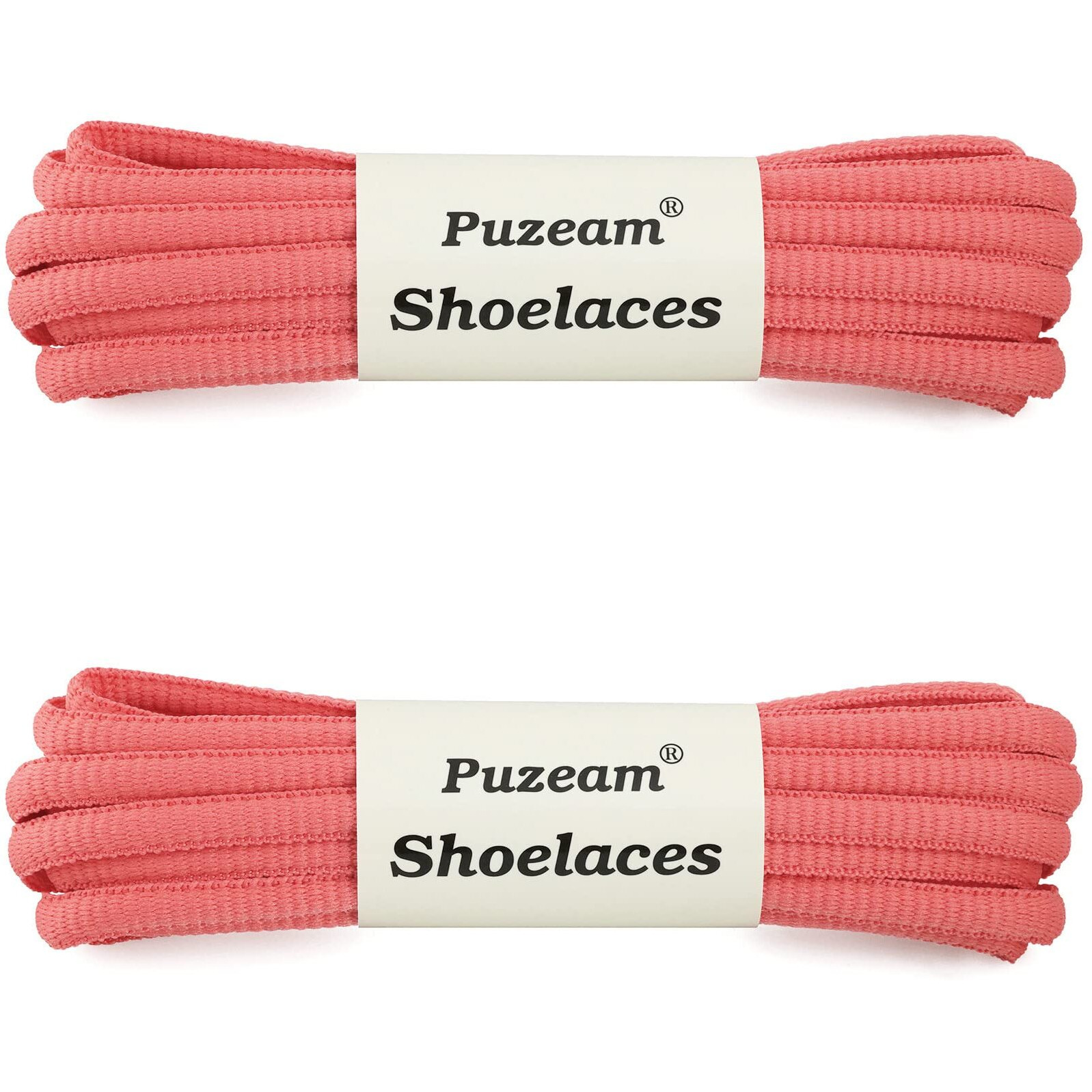 Puzeam 2 Pairs Oval Athletic Shoelaces 30 Colors 1/4" Half Round Shoe Laces For Sneakers - Watermelon Red 140