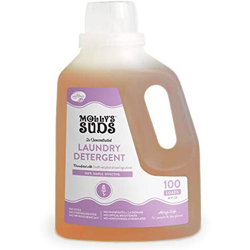 Molly's Suds Liquid Laundry Detergent | Natural Laundry Detergent Soap For Sensitive Skin, 2X Concentrated, High Efficiency (He) | Lavender - 100 Loads