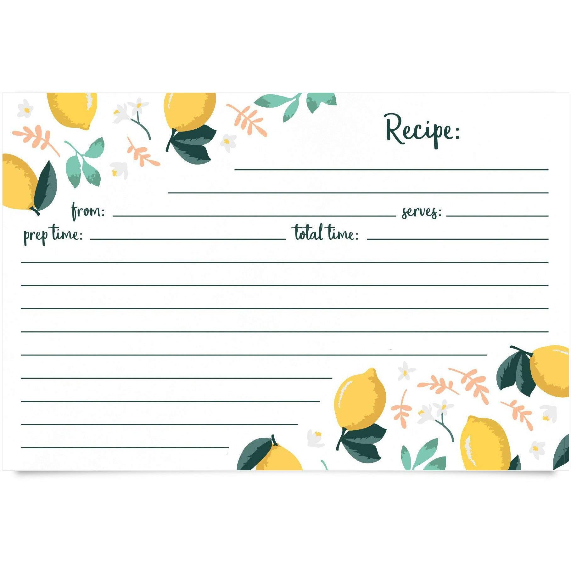 Jot &Amp Mark Recipe Cards | Lemon Zest Print Double Sided 4-X-6-Inch Set Of 50